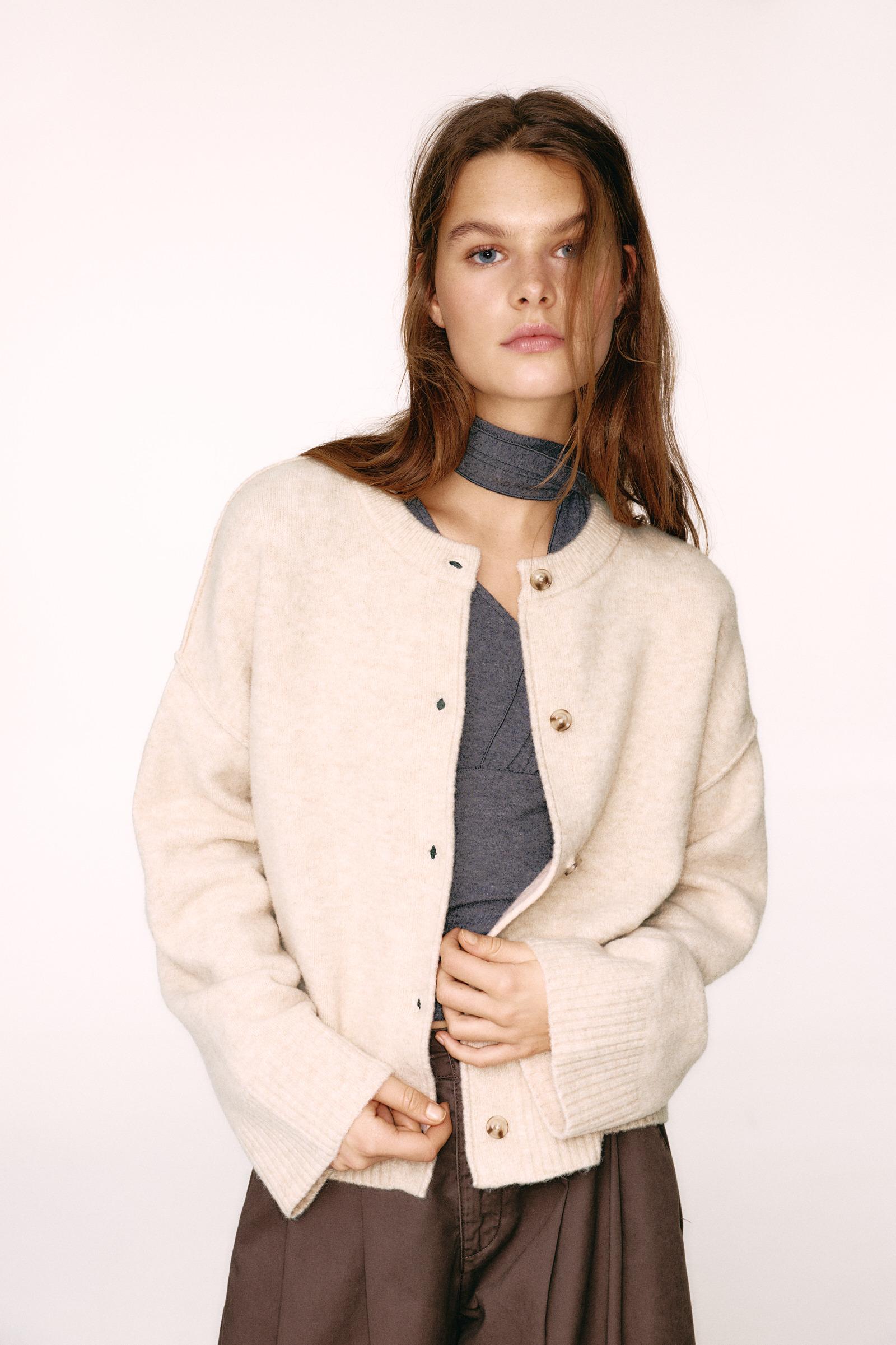Soft knit cardigan — Sand