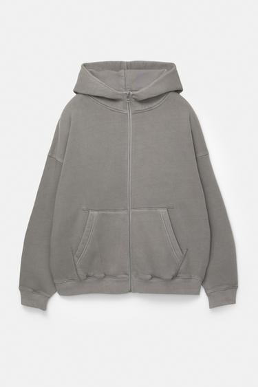 Washed boxy zip-up hoodie — Grey 5