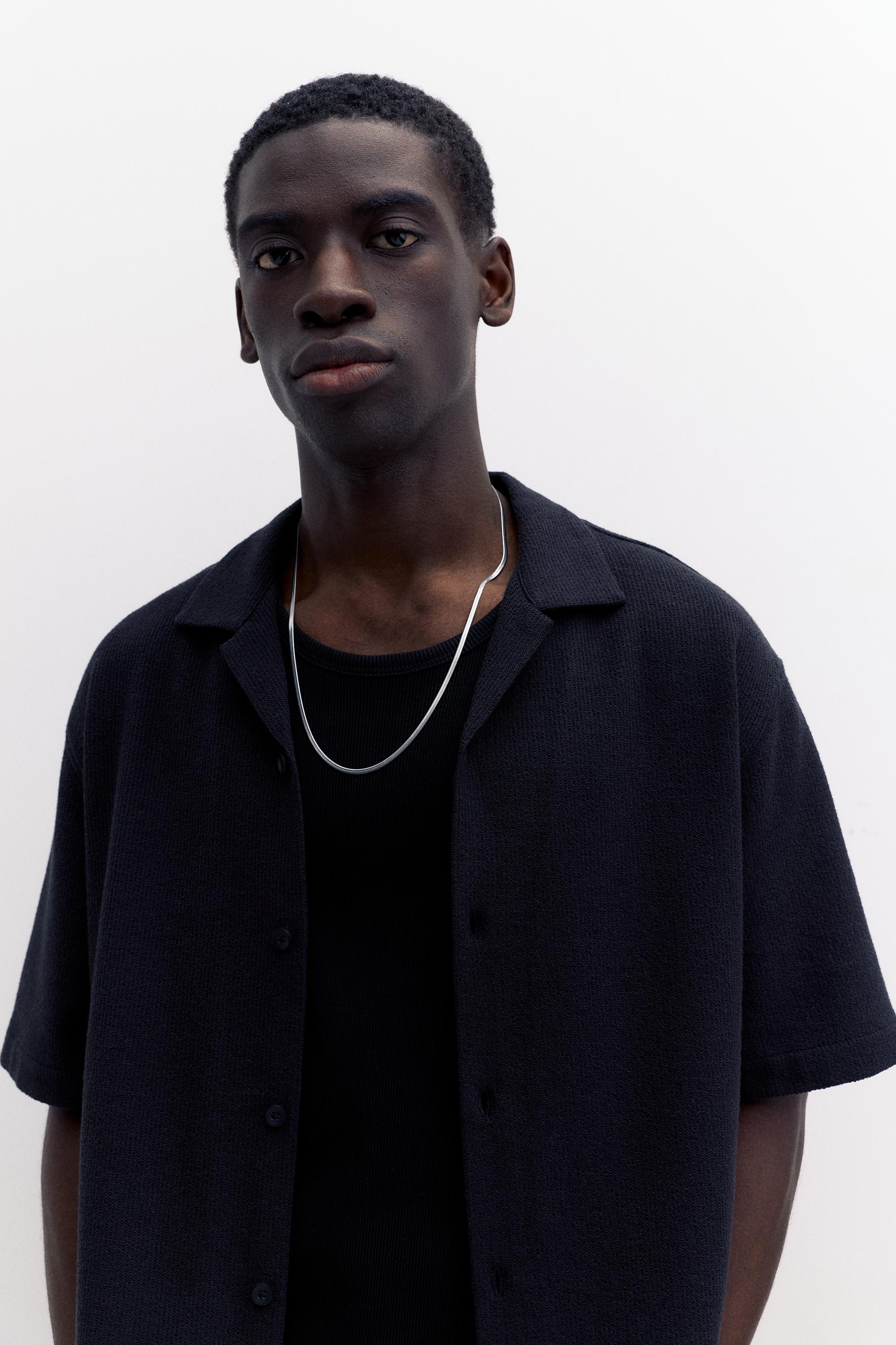 Terrycloth short sleeve shirt — Black