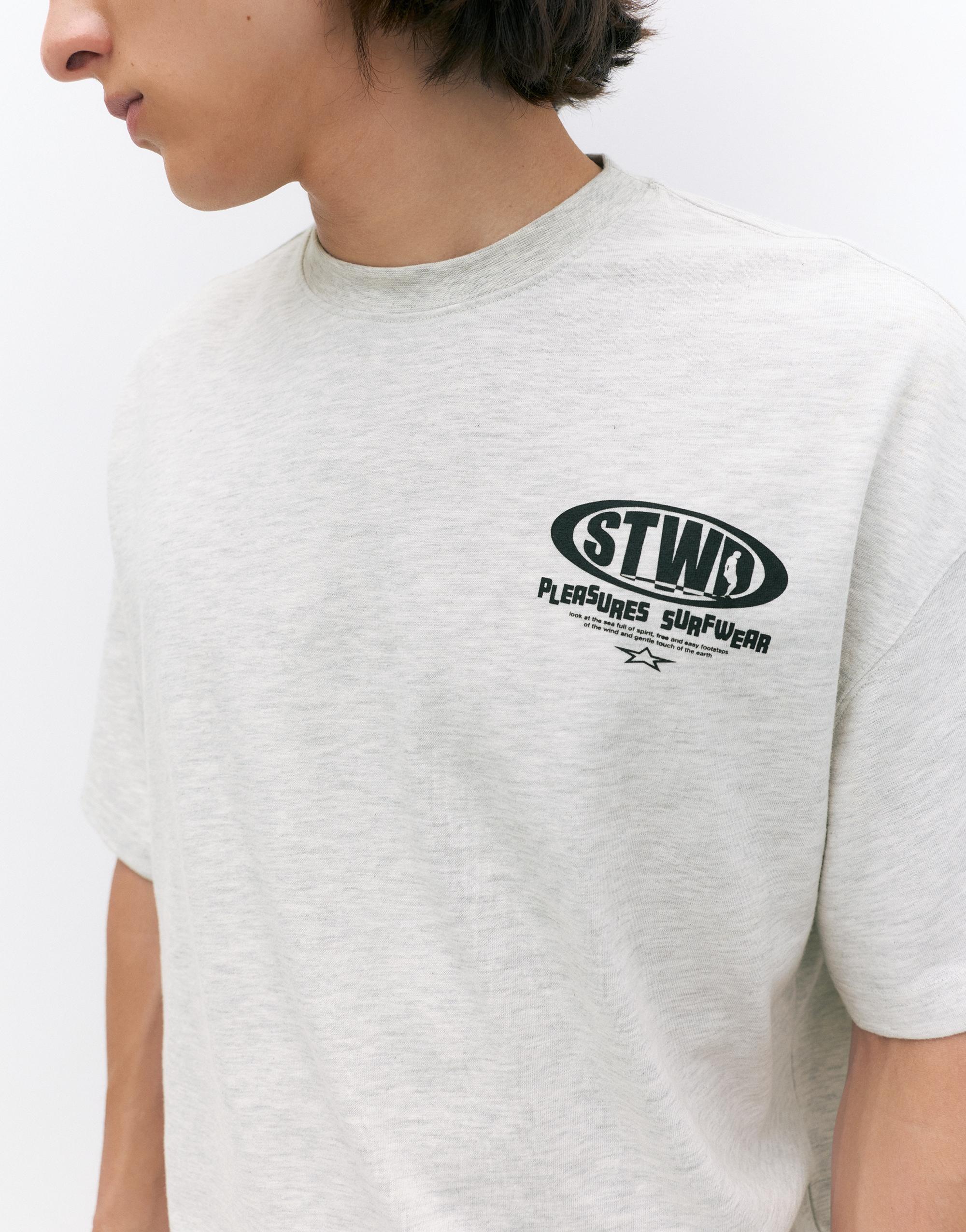 Pleasures x STWD boxy T-shirt — Grey/Taupe brown