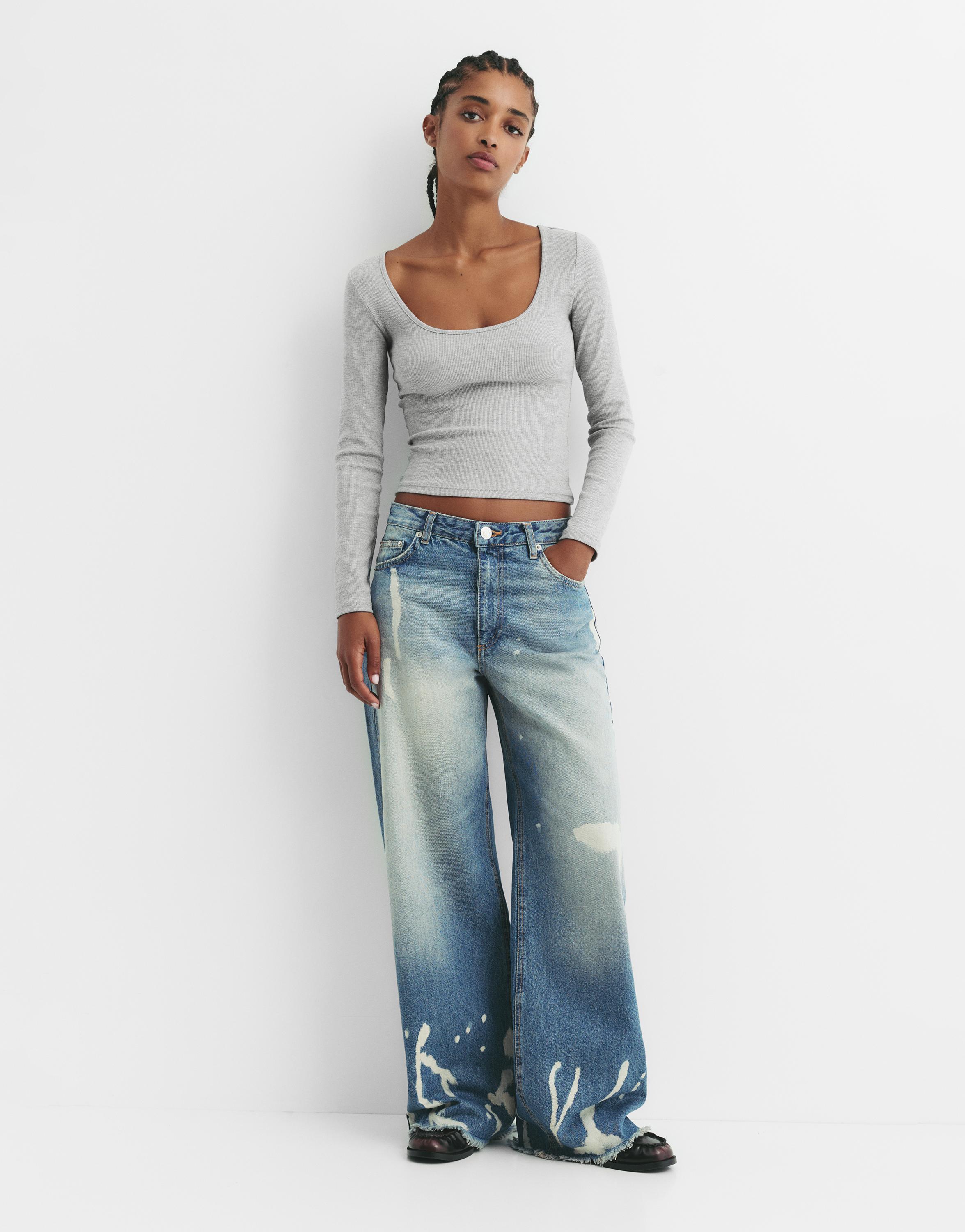 Ribbed round neck T-shirt — Medium marl