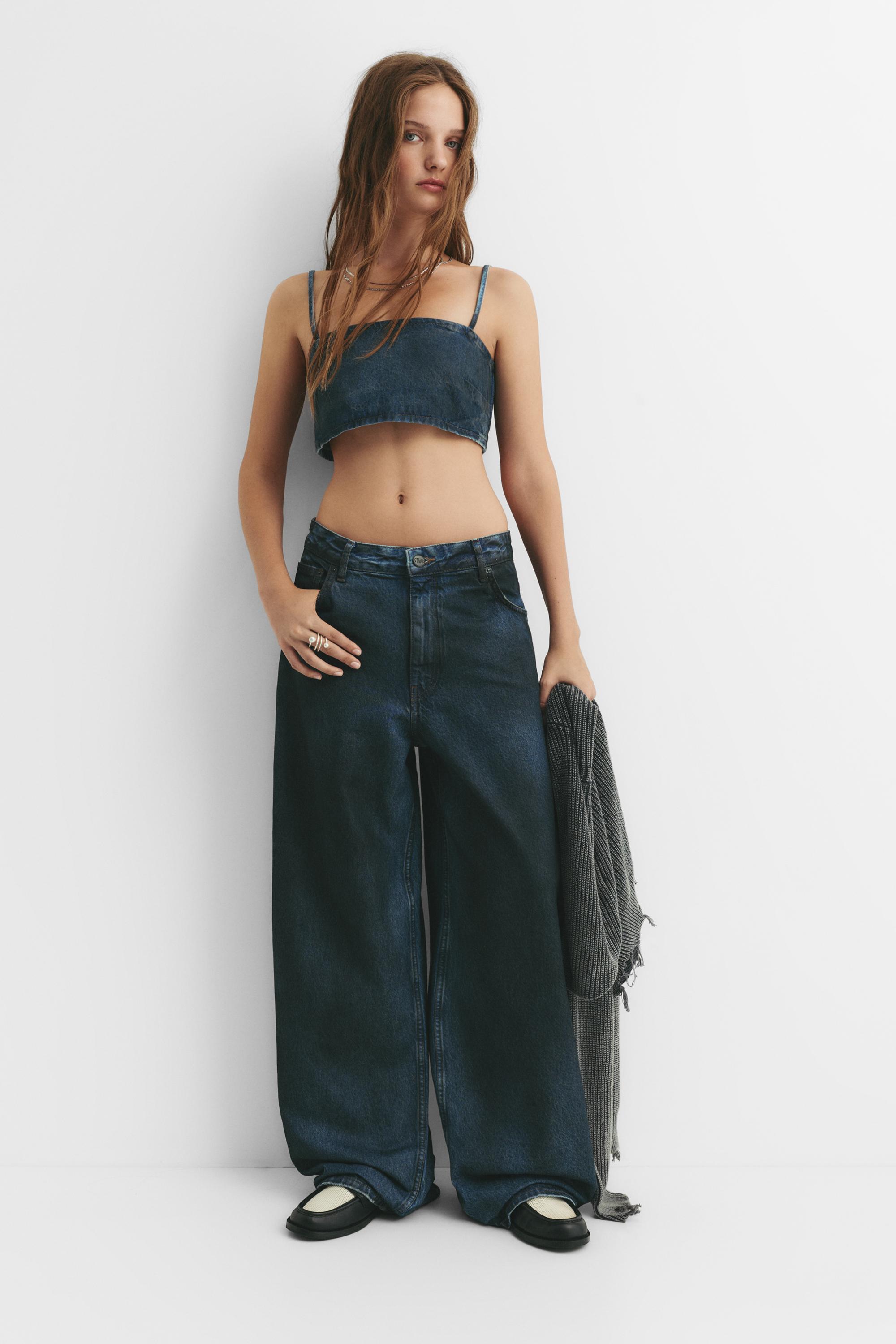 Denim-Crop-Top Mit Trägern