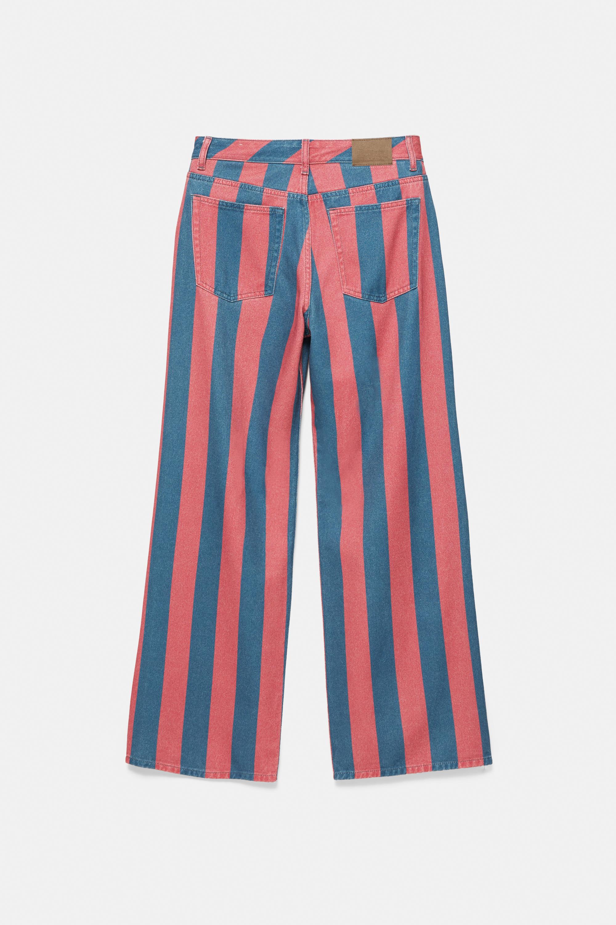 Pull&Bear Çizgili düz kesim jean görsel 5