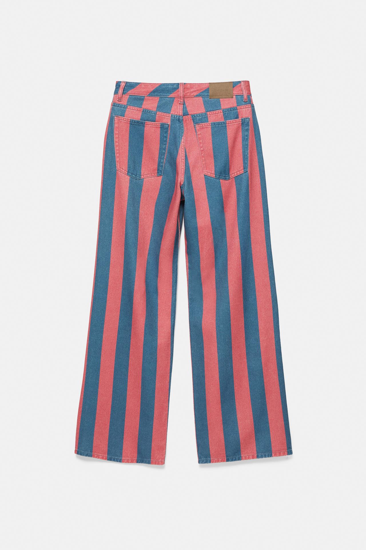 Striped straight-leg jeans — Pink