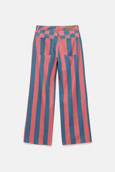 Striped straight-leg jeans — Pink 7