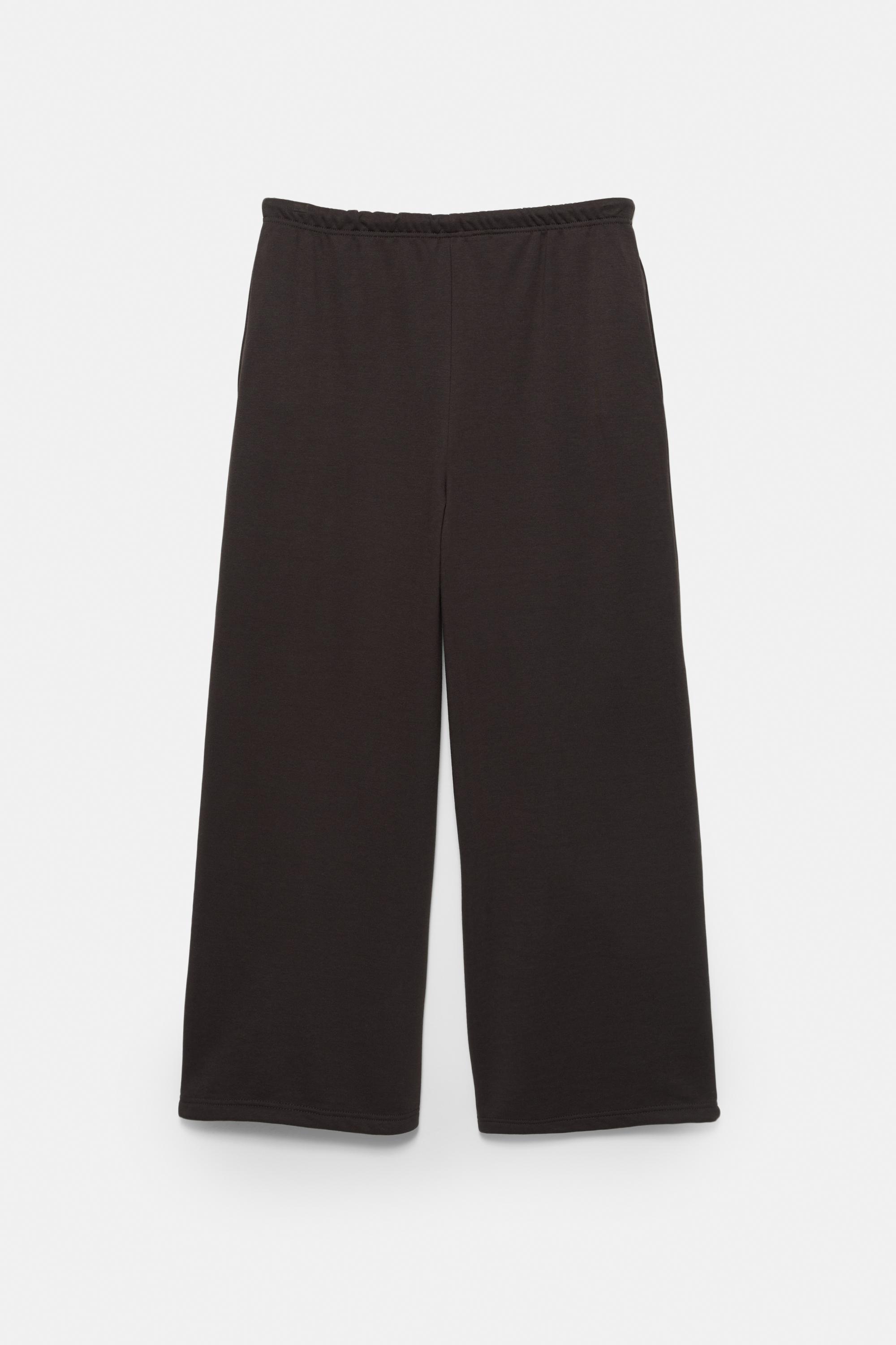 Wide-leg tracksuit bottoms with adjustable hem — Brown