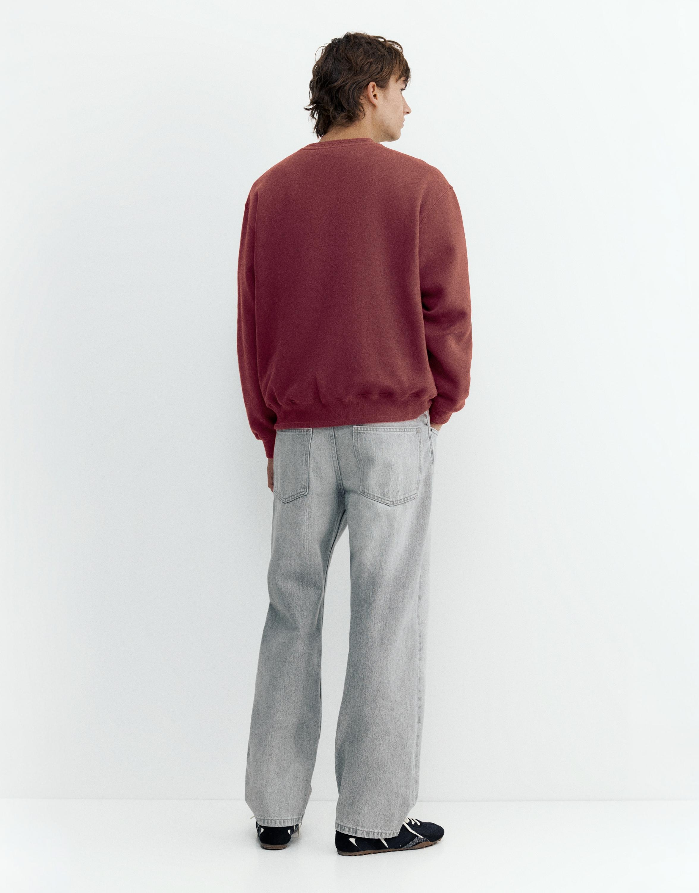 Relaxed fit round neck sweatshirt — Burgundy