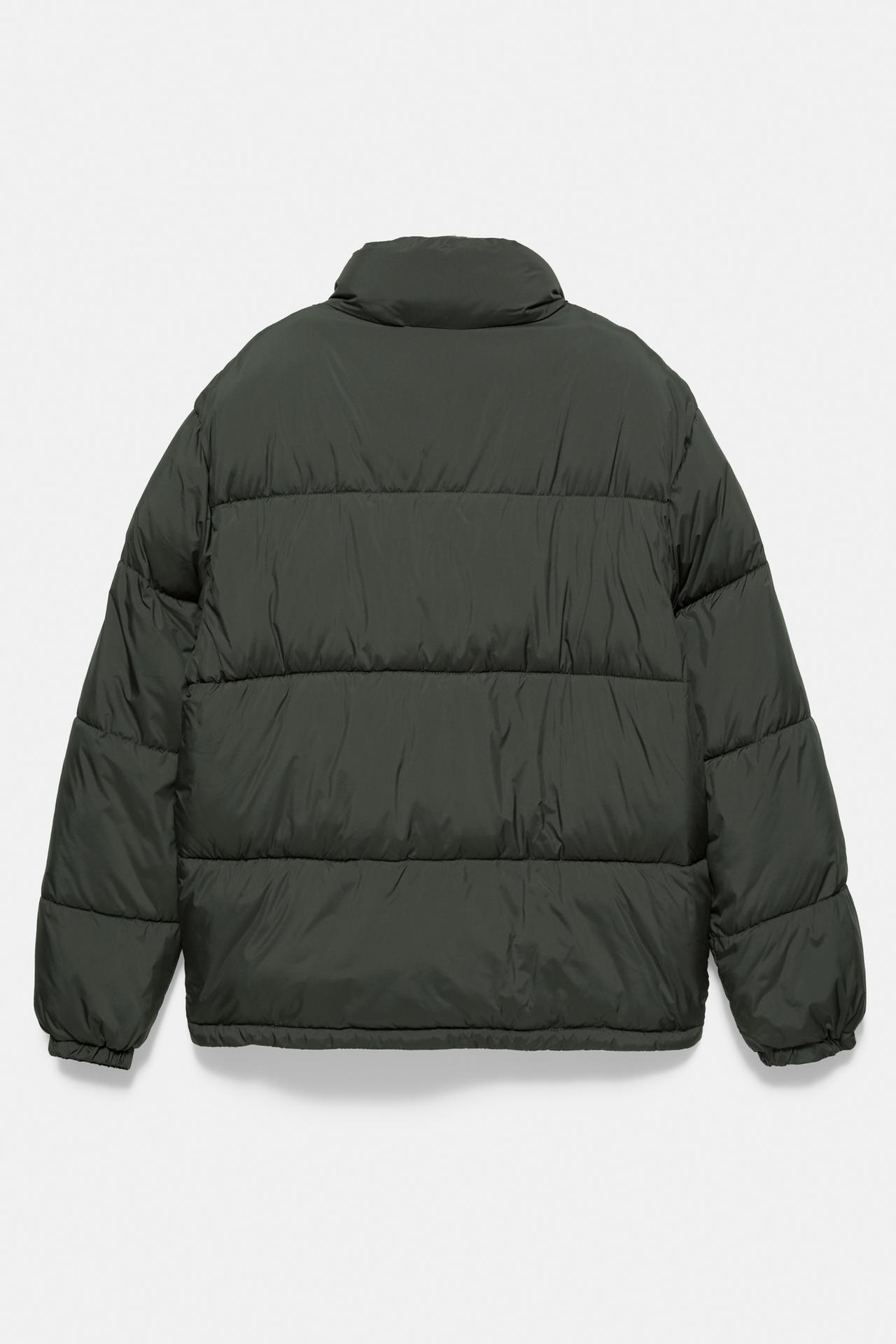 High neck puffer jacket — Green marl