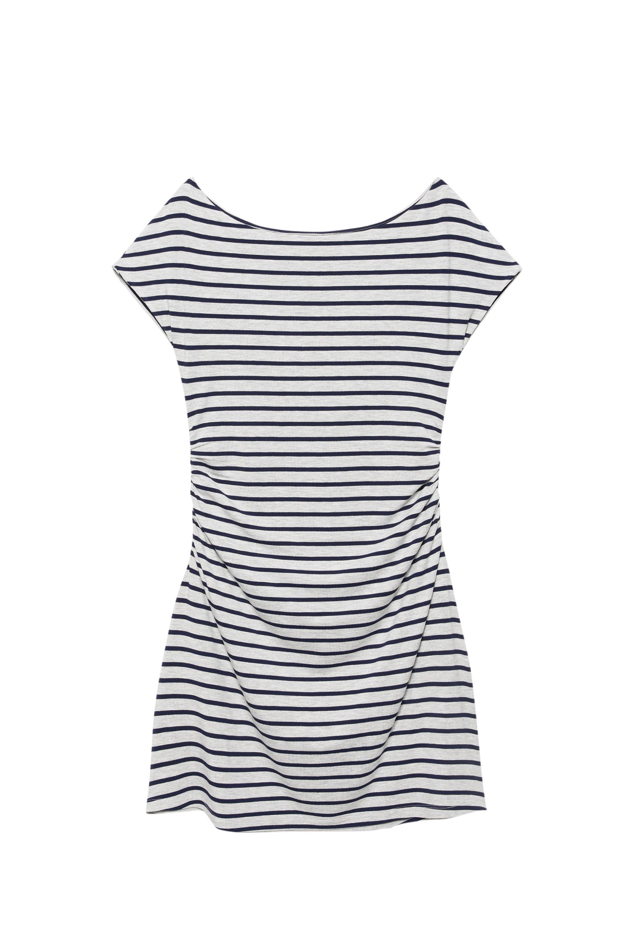 Çok yönlü çizgili kısa elbise - Görsel 5