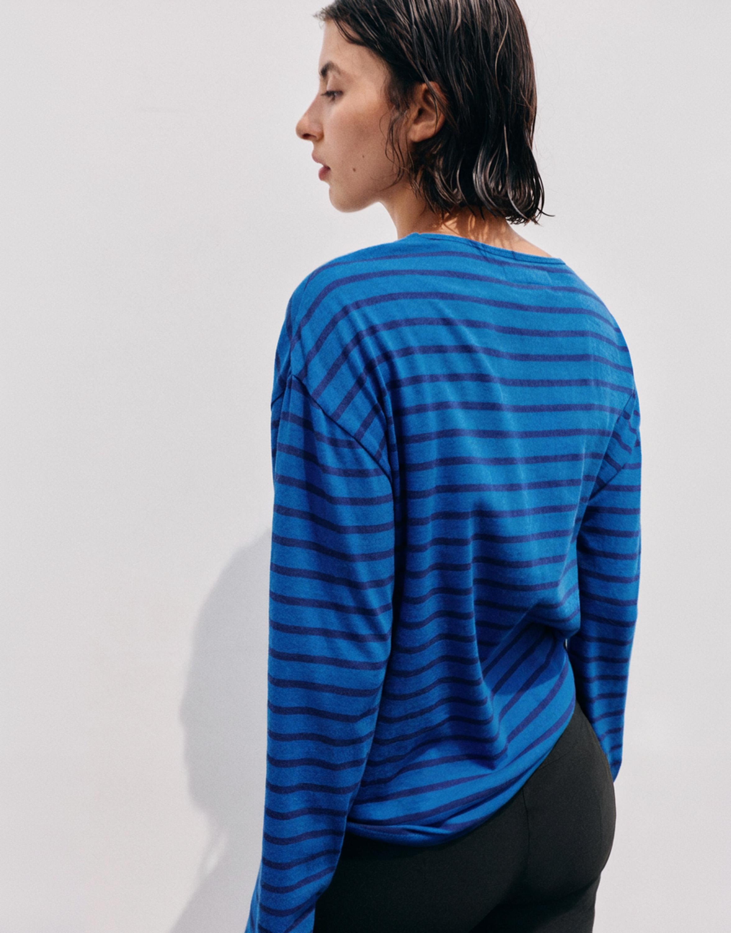 Oversize long sleeve striped T-shirt — Striped