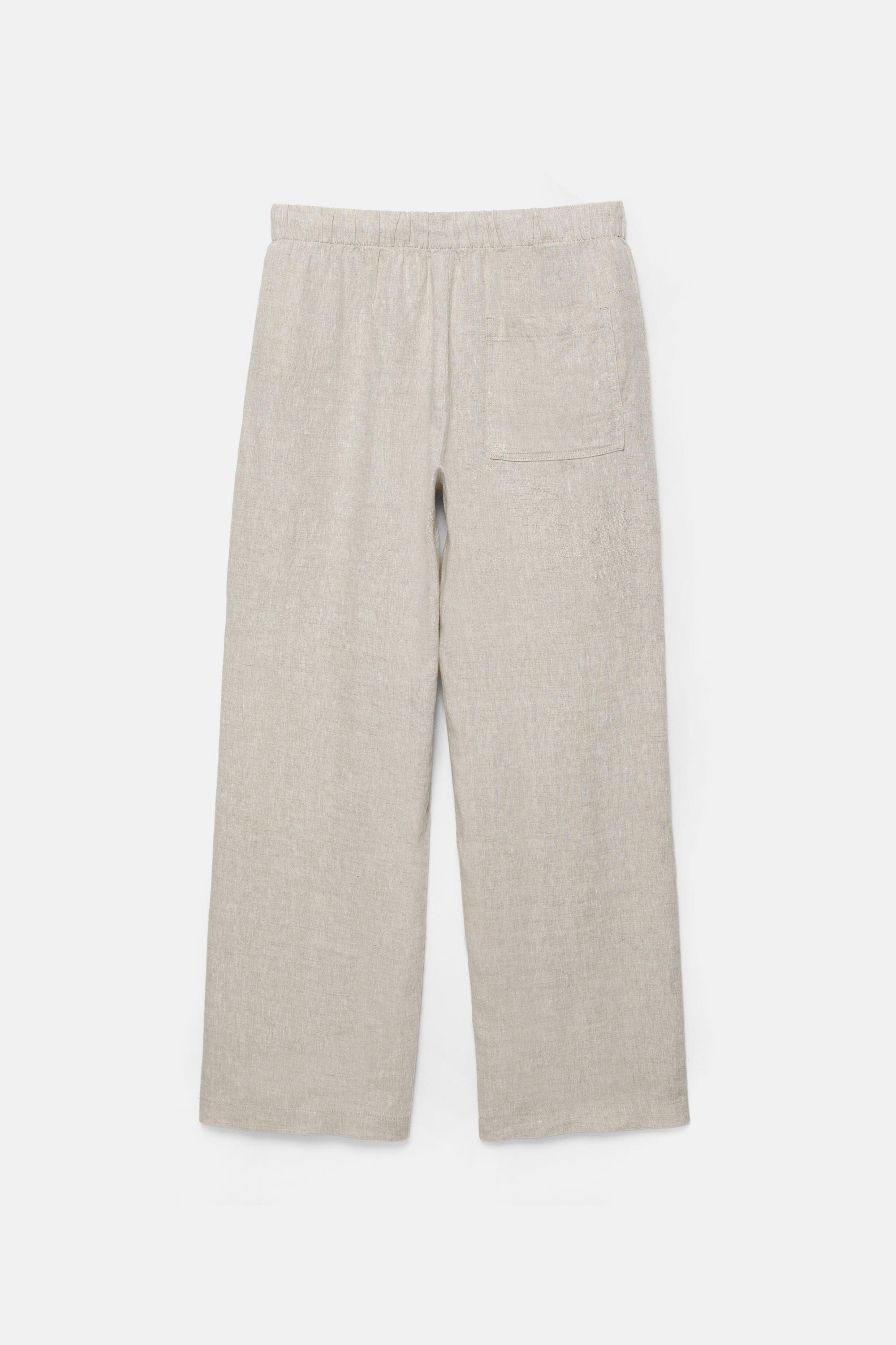 100% linen jogger trousers — Beige