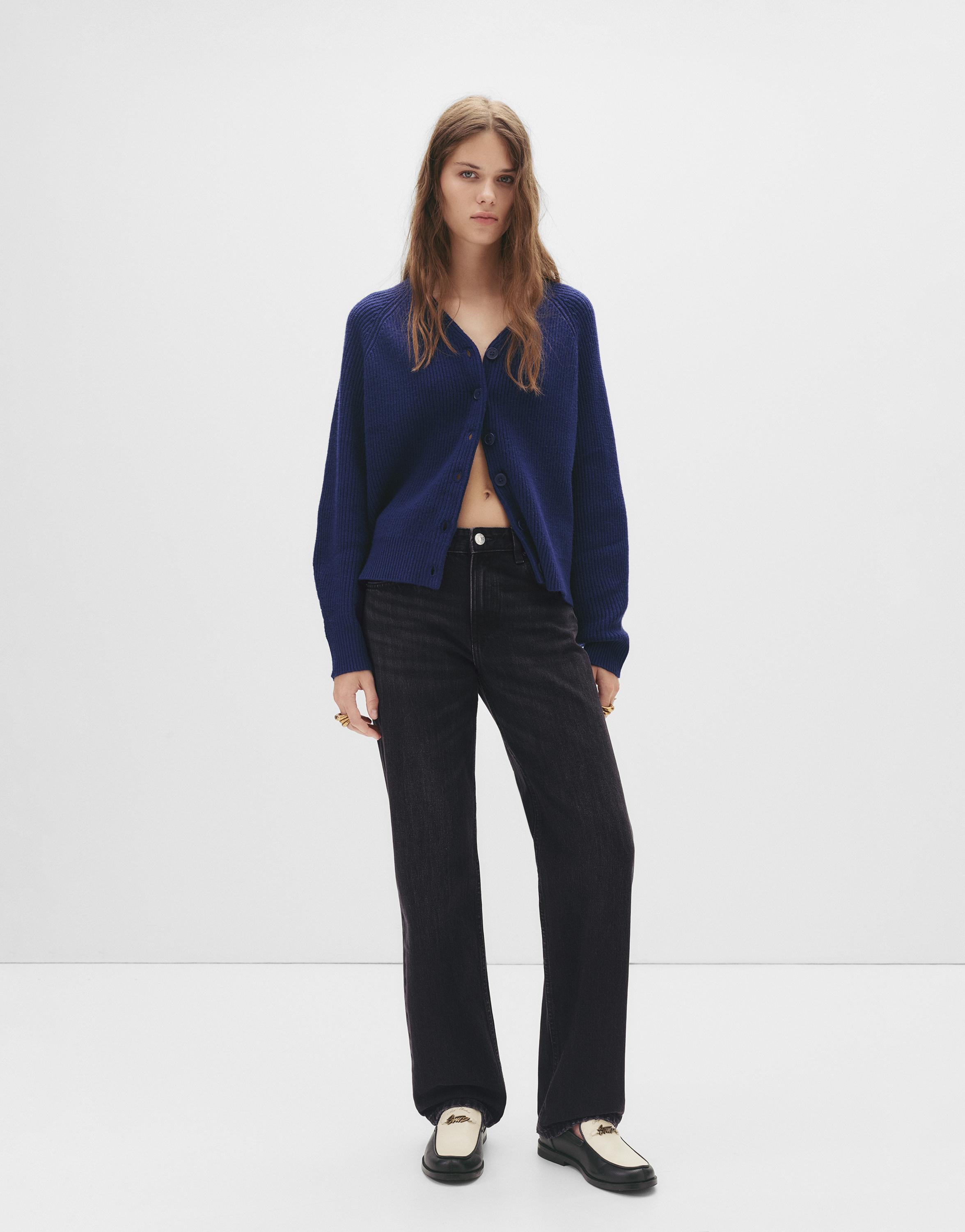 Mid-waist straight-leg jeans — Charcoal