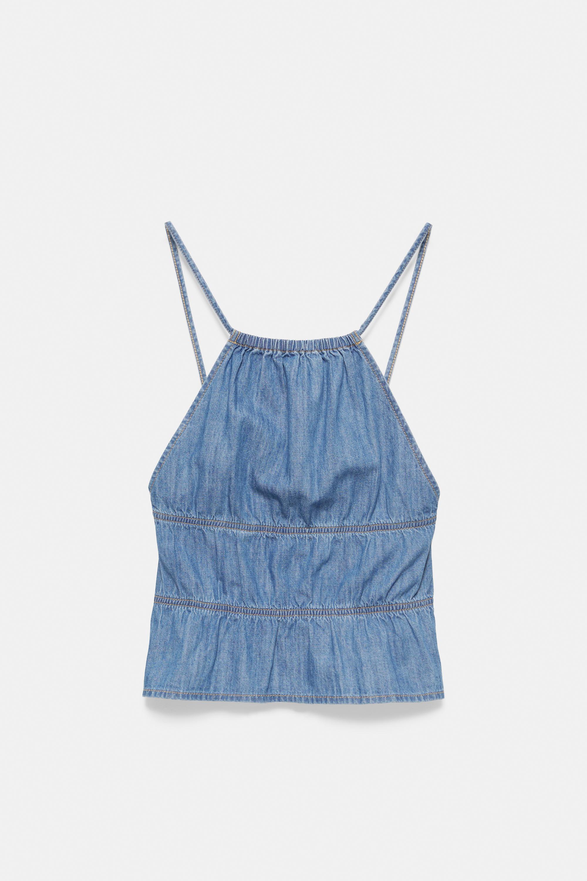 Open back denim top — Pale blue