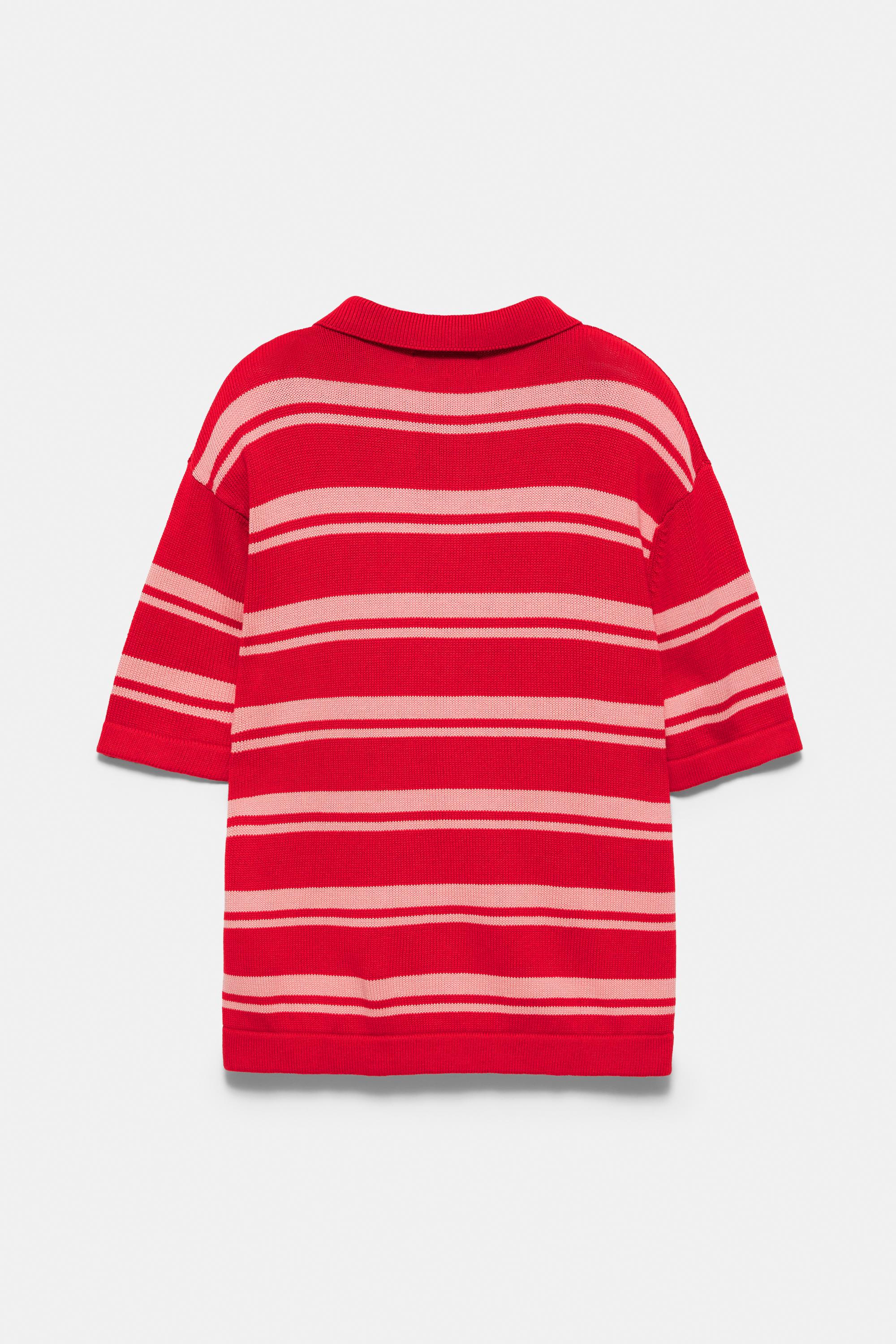STWD striped knit polo shirt — Red