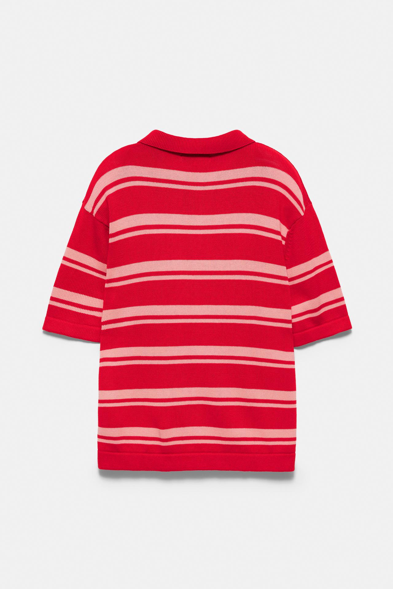 STWD striped knit polo shirt — Red