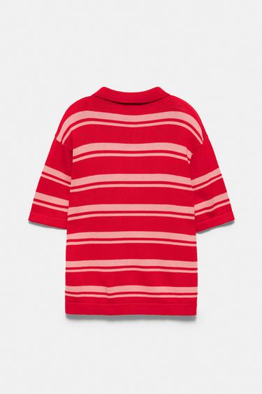 STWD striped knit polo shirt — Red 7