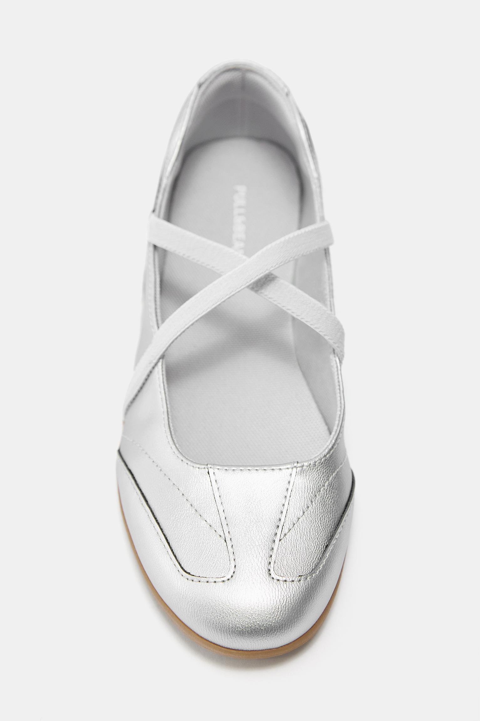 Metallic sports ballet flats — Silver