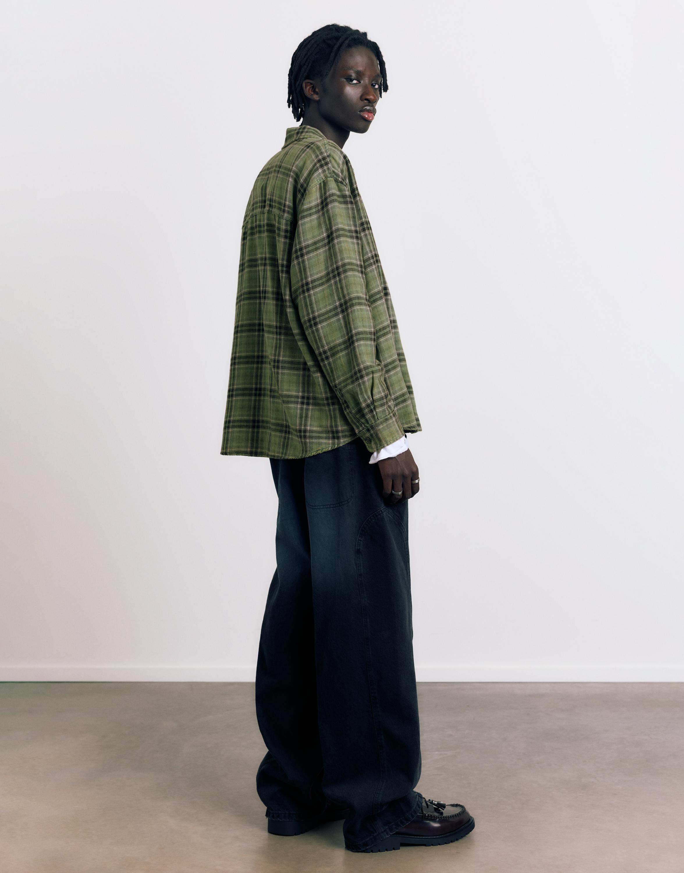 Uzun kollu kareli gömlek - Görsel 10