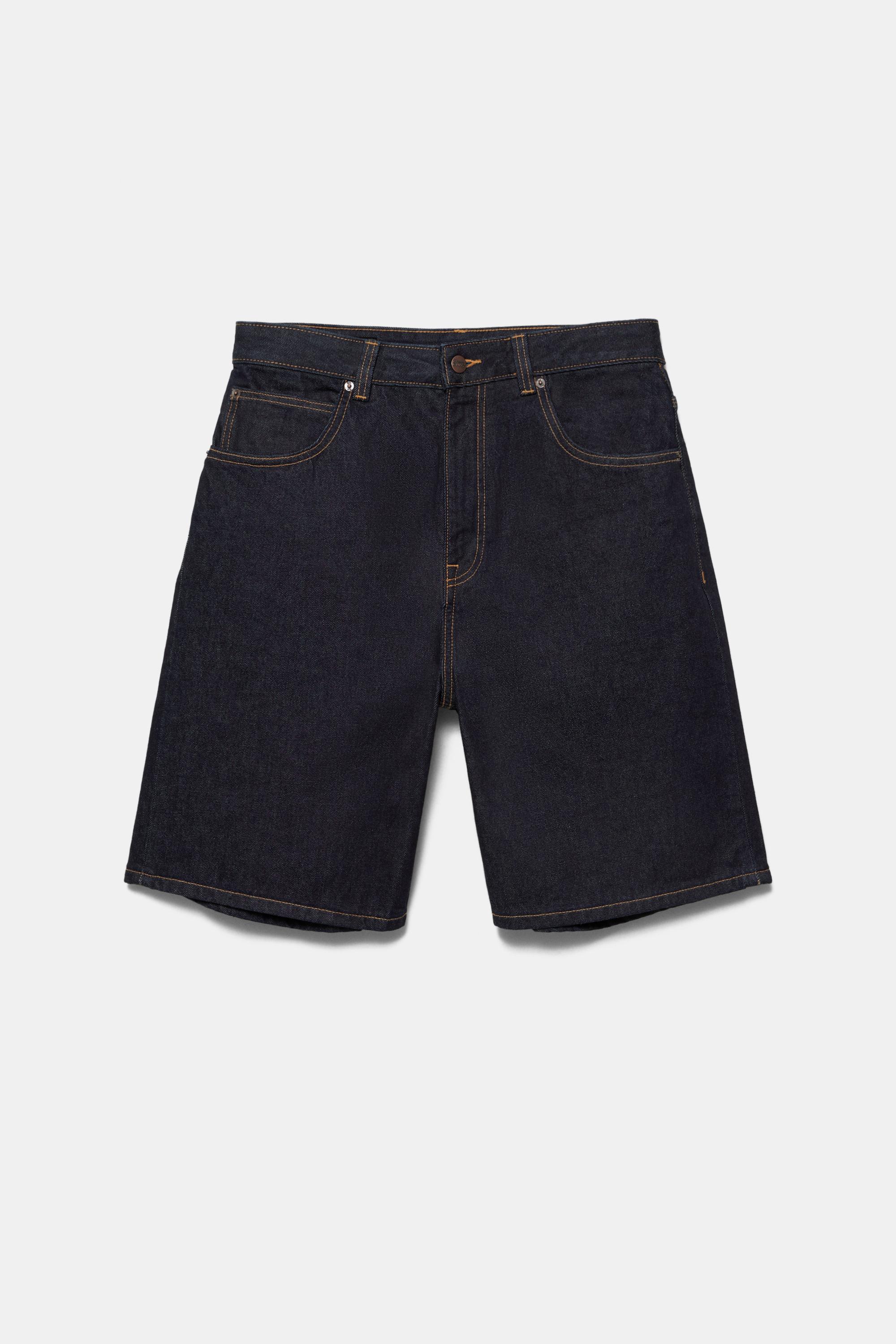 Baggy relaxed fit denim Bermuda shorts — Navy