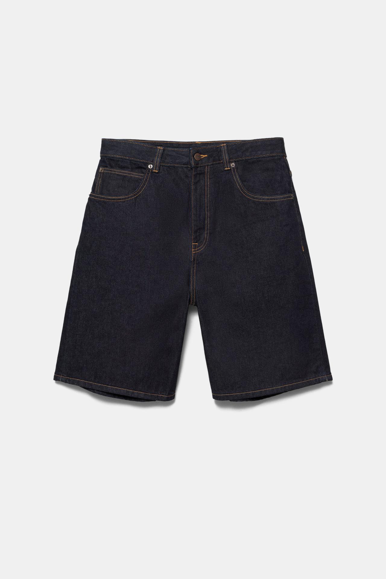 Baggy relaxed fit denim Bermuda shorts — Navy