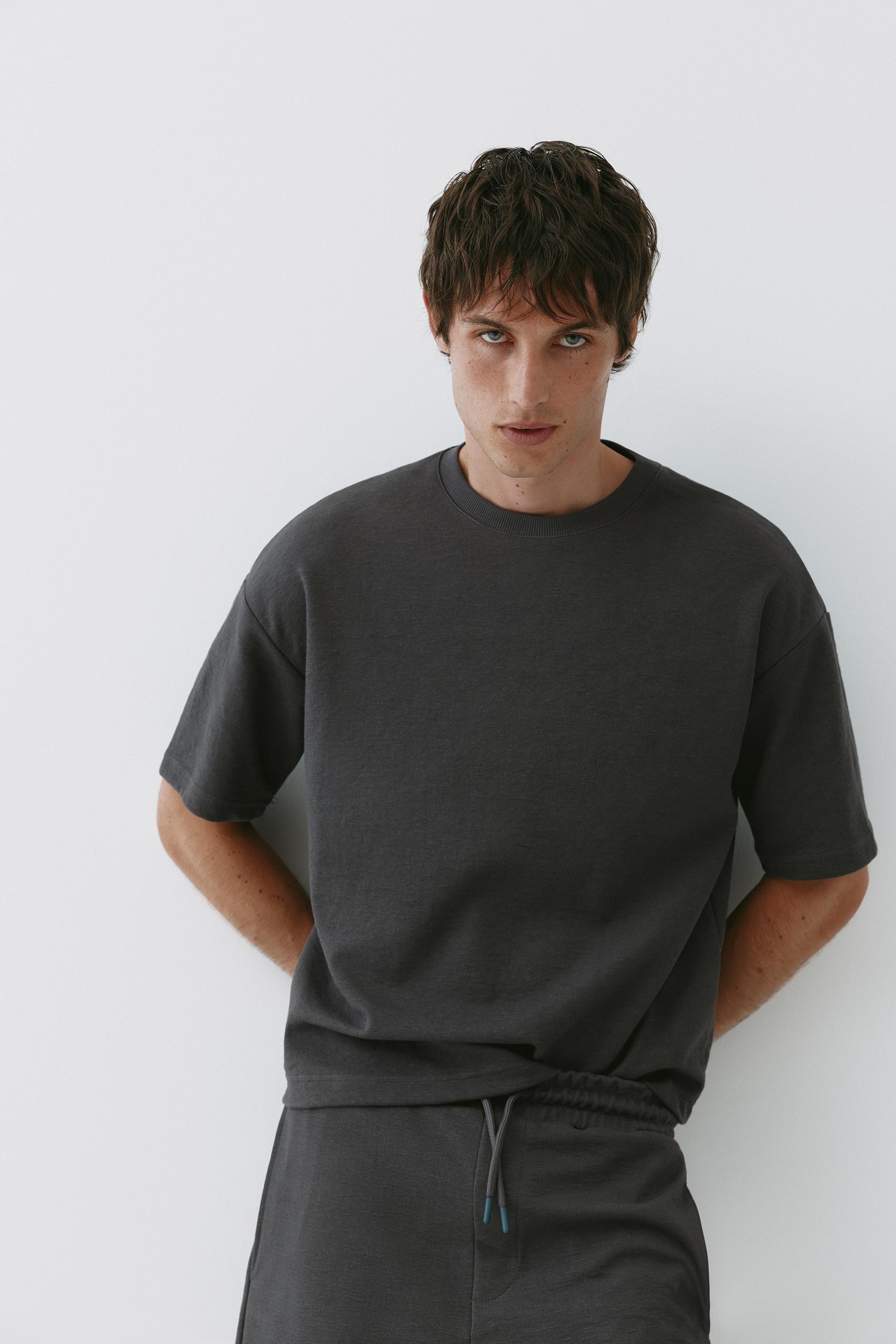 Textured relaxed fit T-shirt — Anthracite grey
