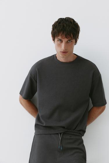 Textured relaxed fit T-shirt — Anthracite grey 1