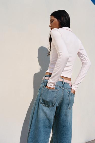 Embroidered moon baggy jeans — Medium blue 3
