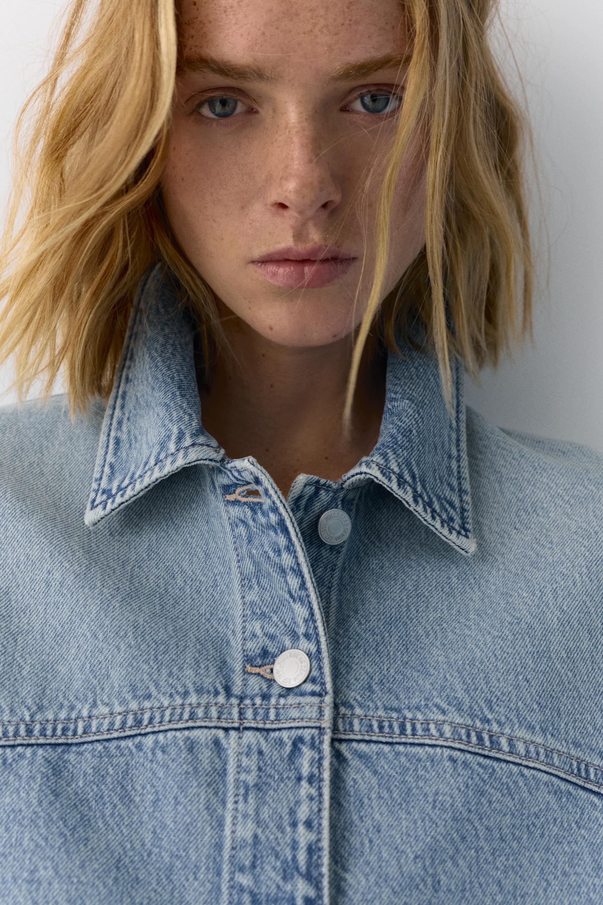 Boxy kesim denim ince ceket - Görsel 10