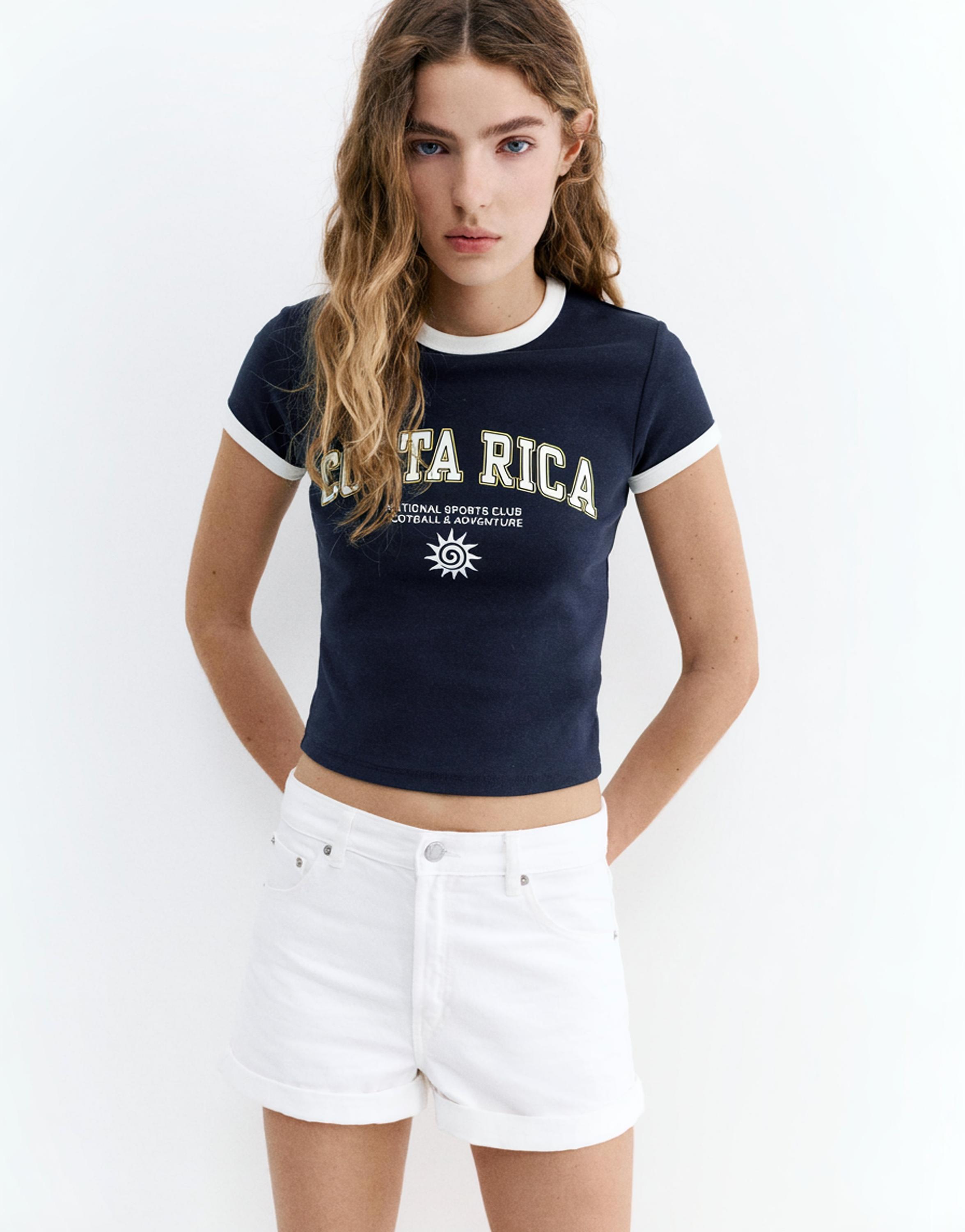 Ribbed graphic T-shirt — Navy