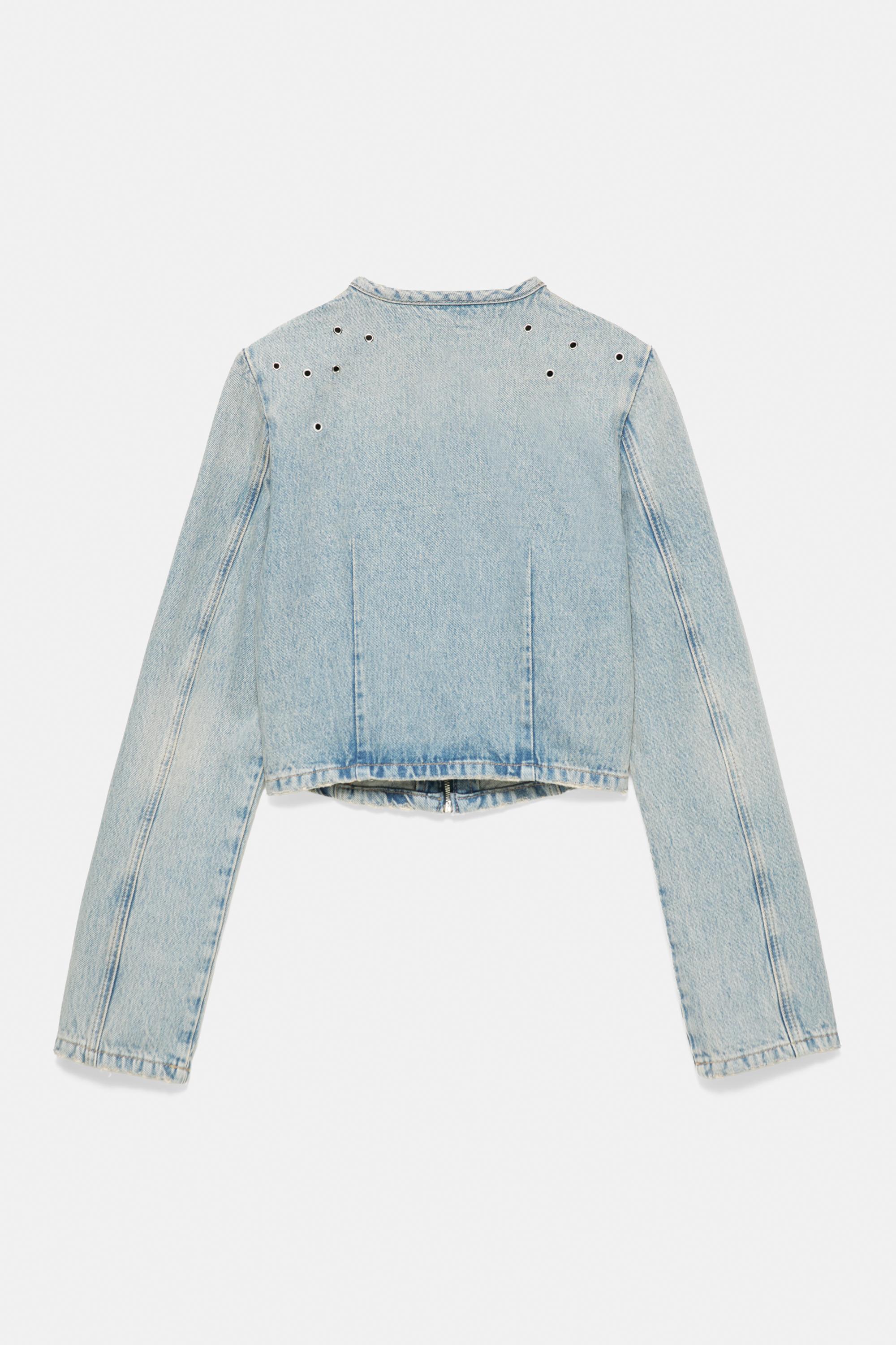 Pull&Bear Kuşgözü detaylı denim ceket görsel 2