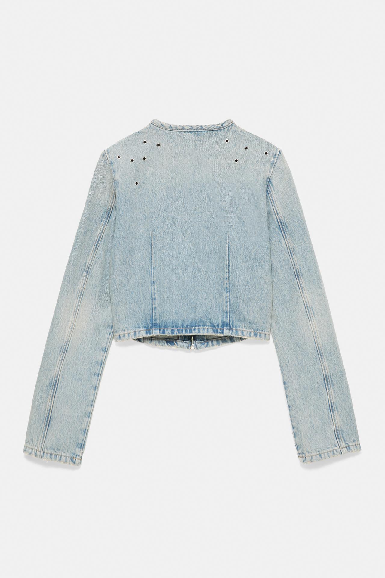 Eyelet denim jacket — Pale blue