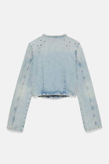 Eyelet denim jacket — Pale blue 7