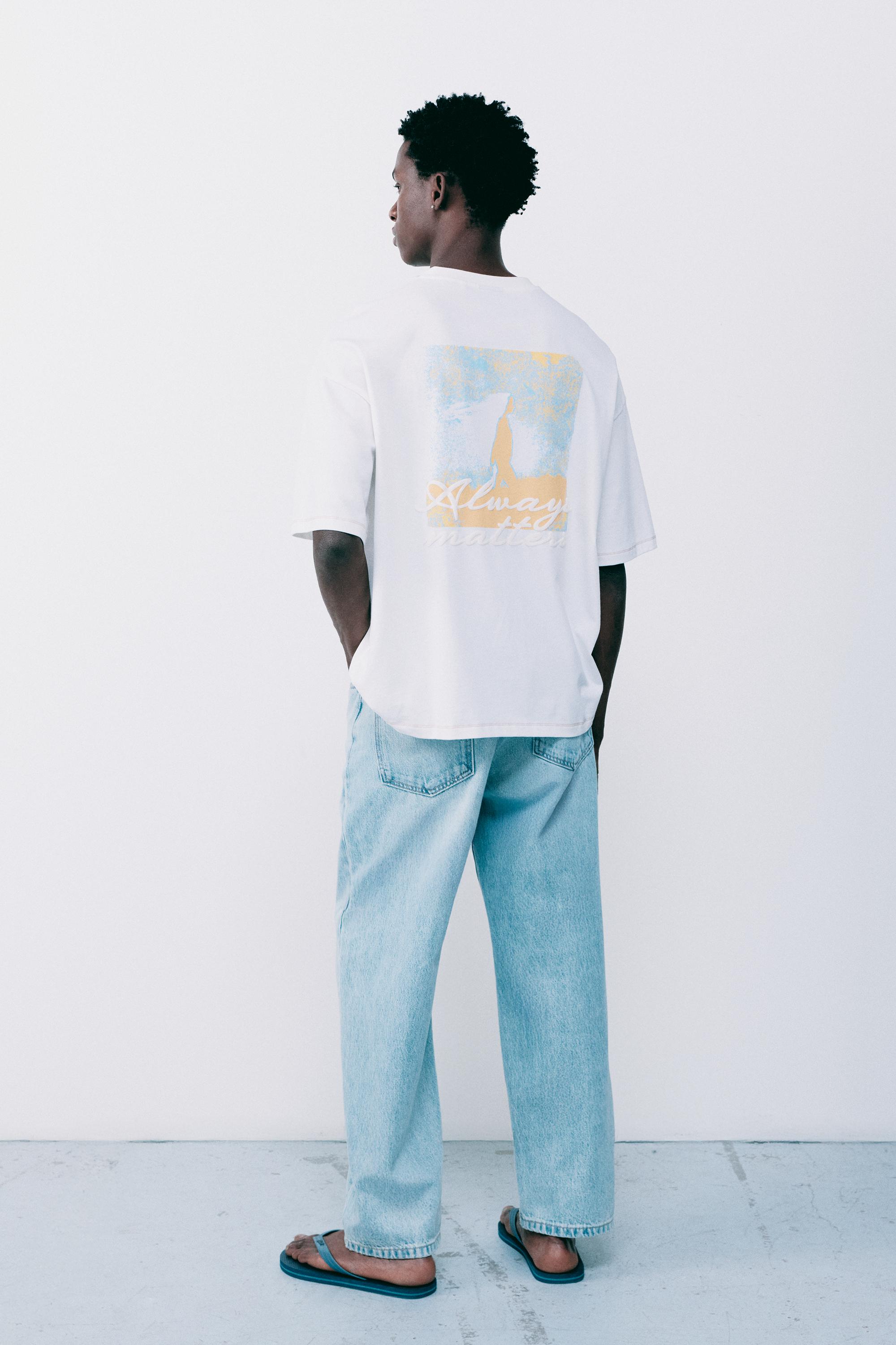 Embroidered graphic T-shirt — Ecru