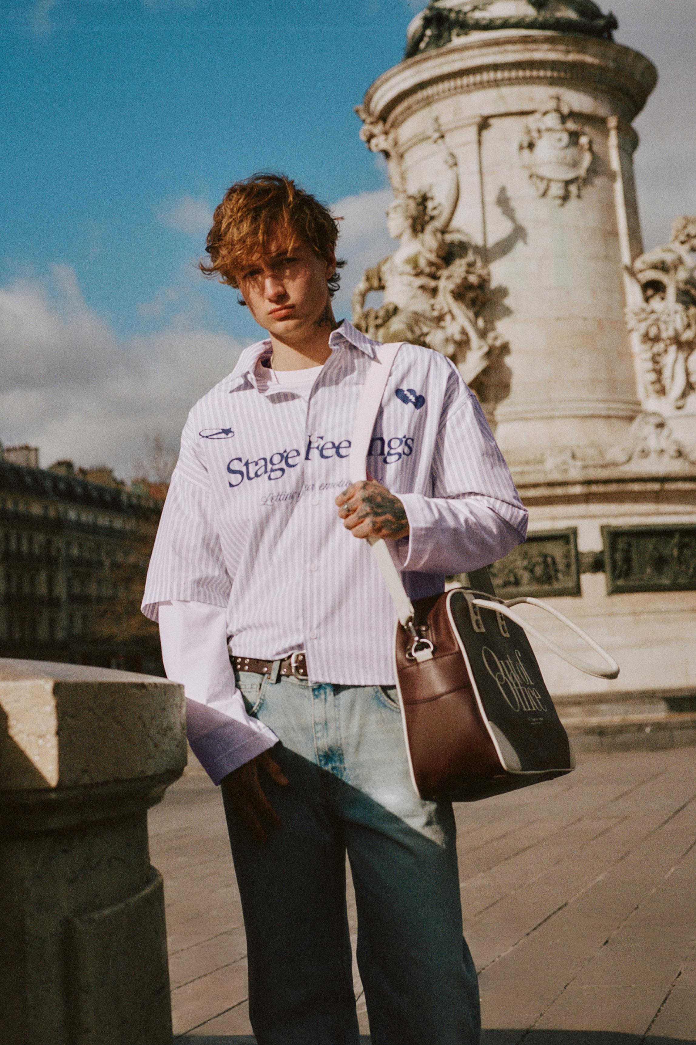 Çift kollu grafik detaylı gömlek - Görsel 18