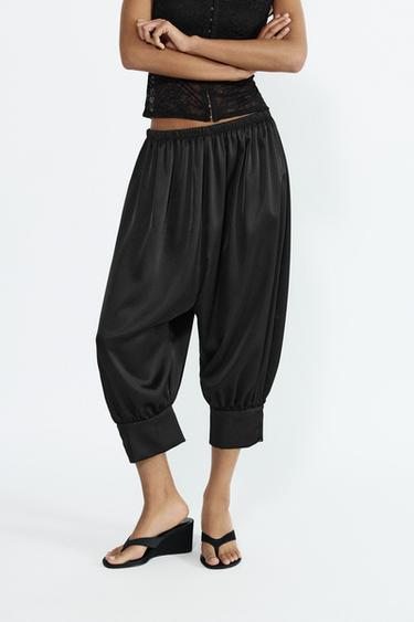 Satin sarouel capris — Black 2
