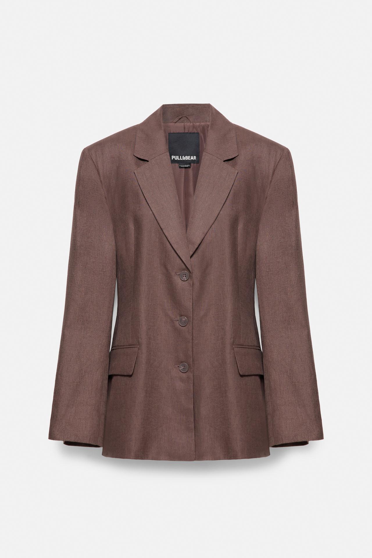 100% linen fitted blazer — Taupe