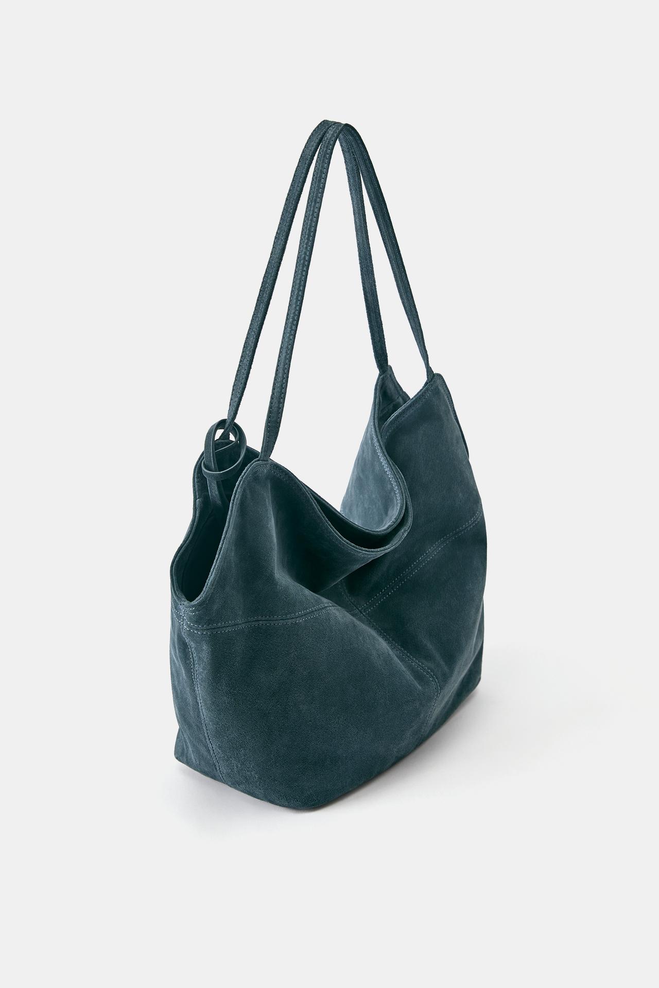 Leather shopper bag — Blue