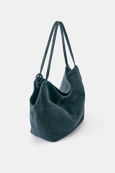 Leather shopper bag — Blue 4