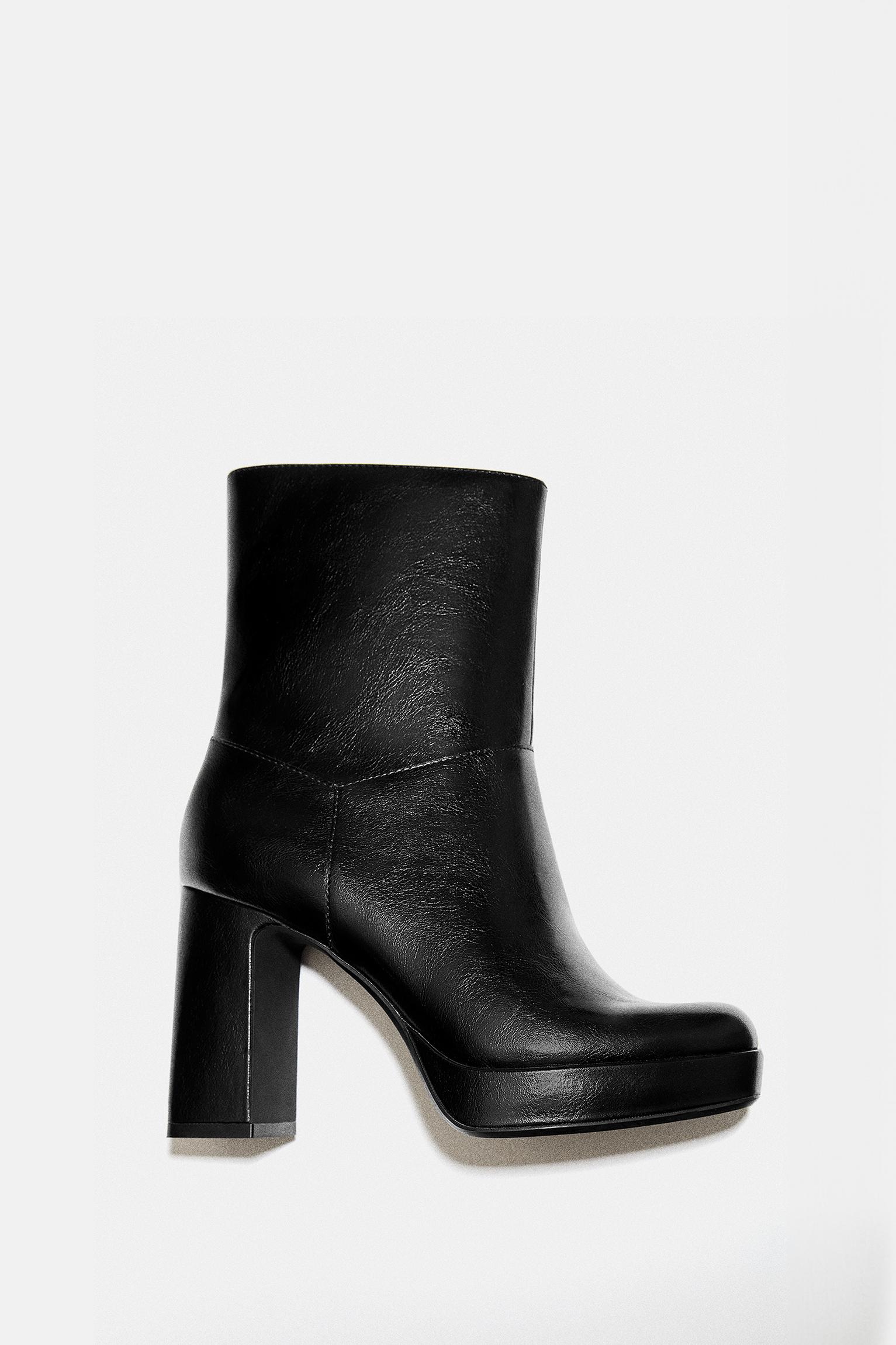 High-heel platform boots — Black