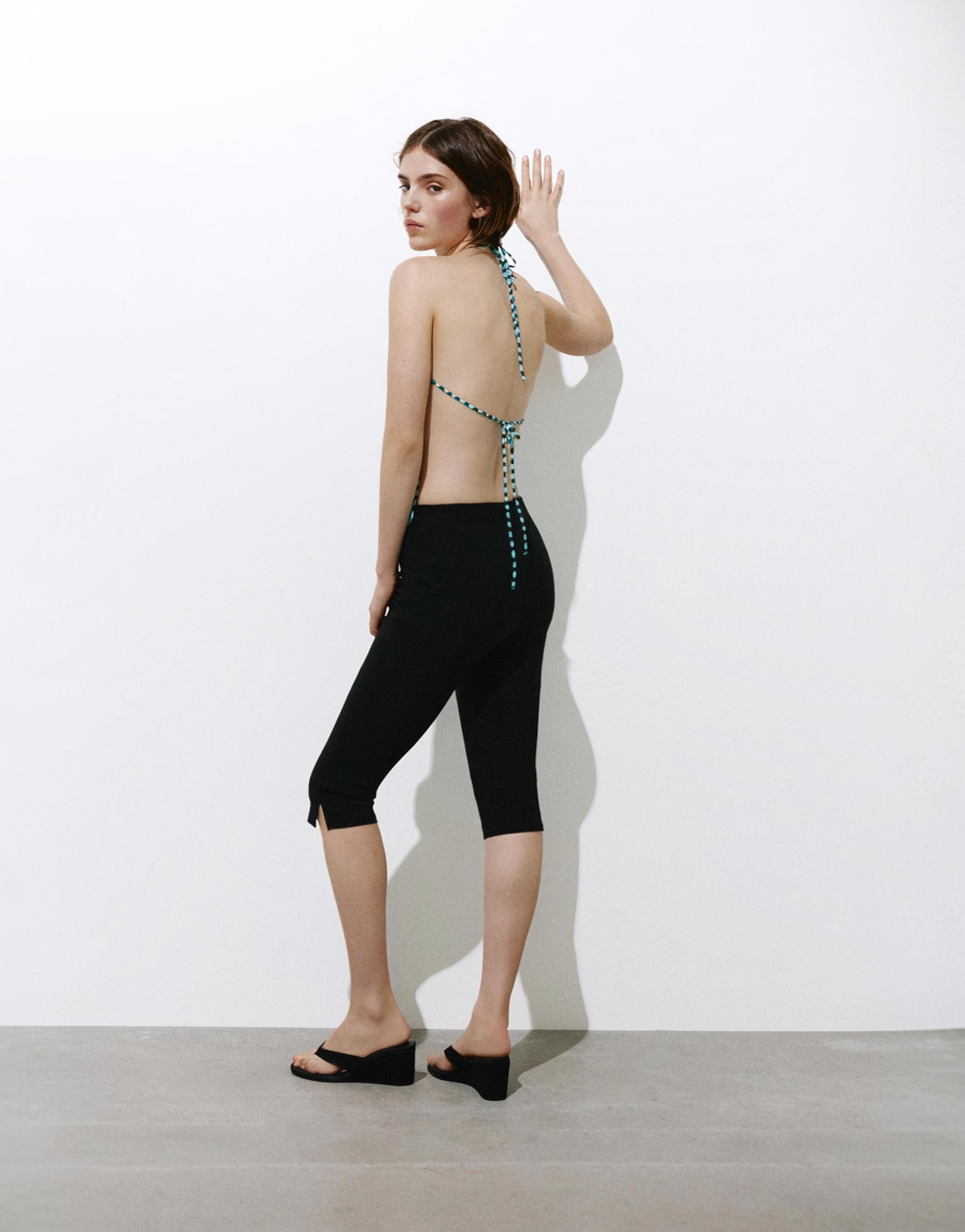 Wavy halter top — Brown/Blue
