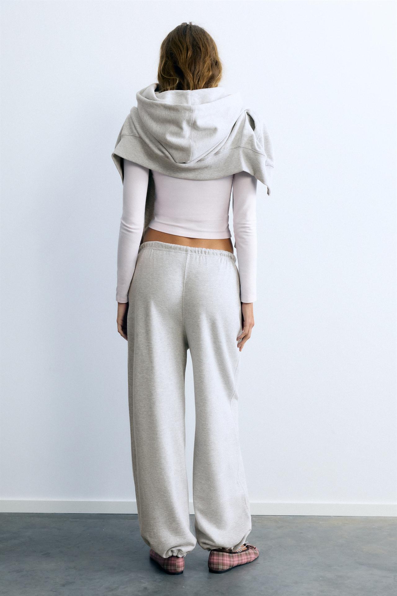 Joggers with elastic hems — Grey marl