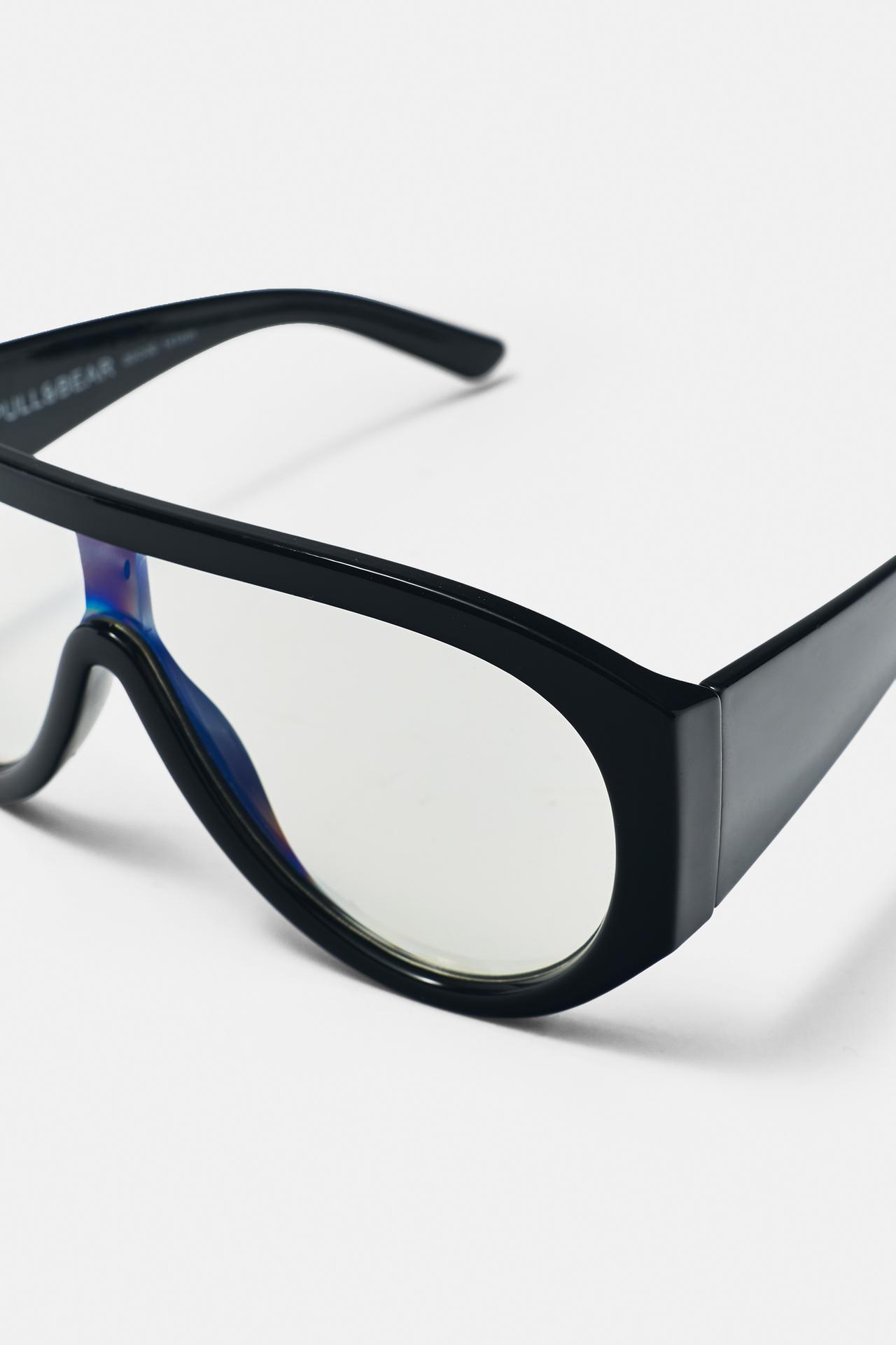 Blue light filter aviator sunglasses — Black