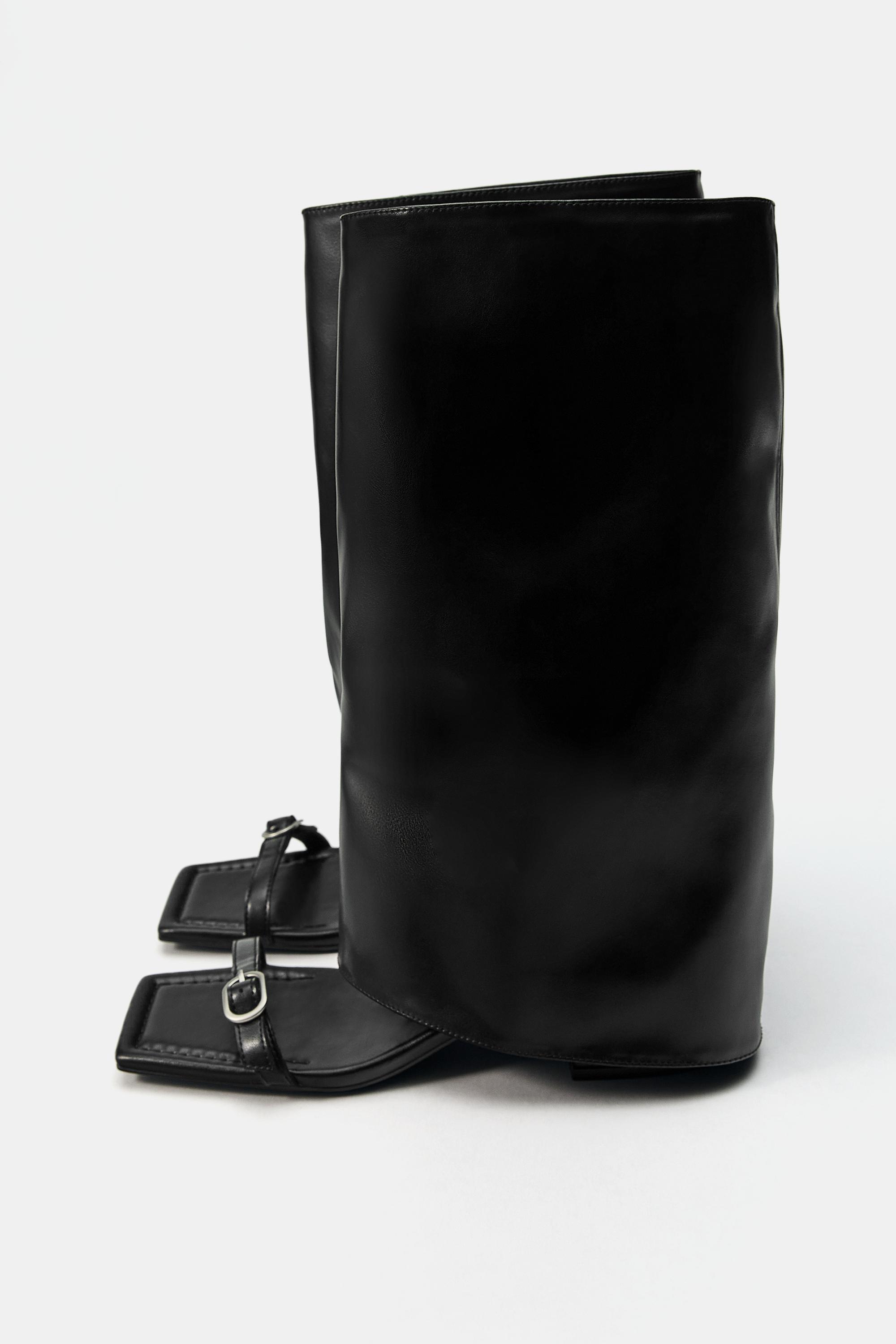 Heeled ankle-boot sandals — Black