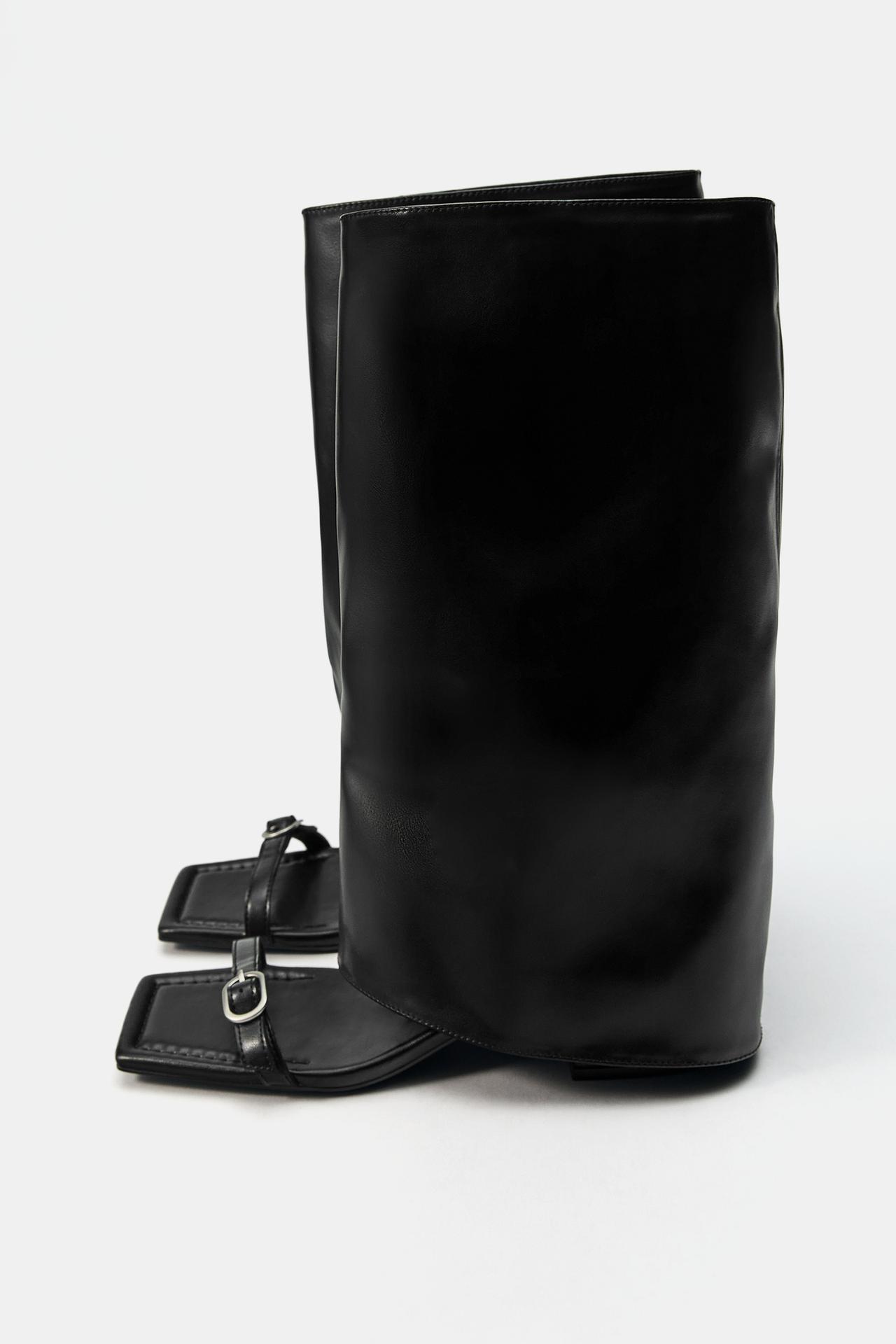 Heeled ankle-boot sandals — Black