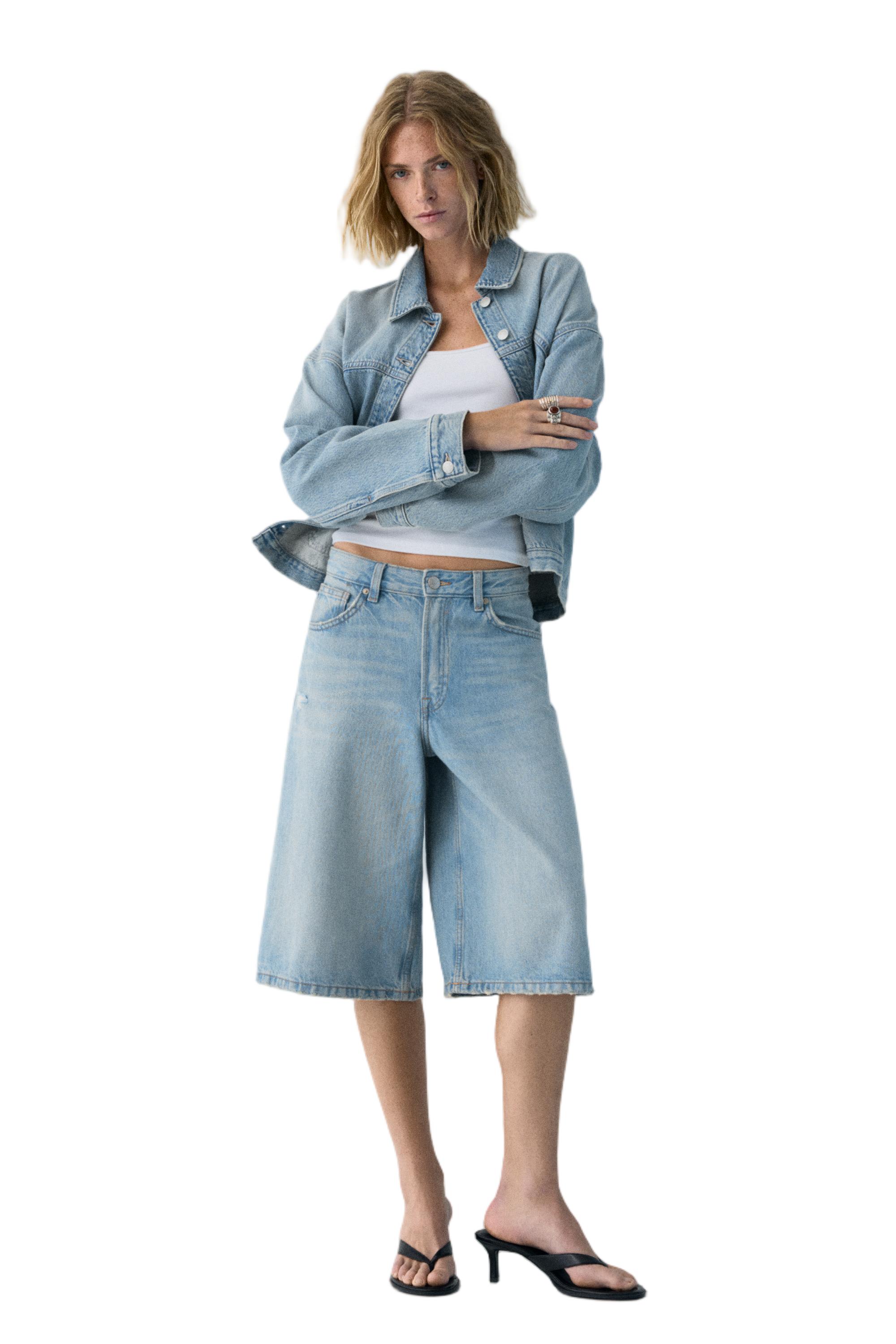 Low-rise denim jorts — Pale blue