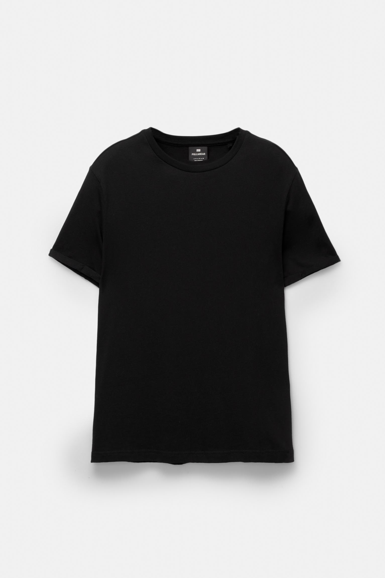Basic short sleeve cotton T-shirt — Black