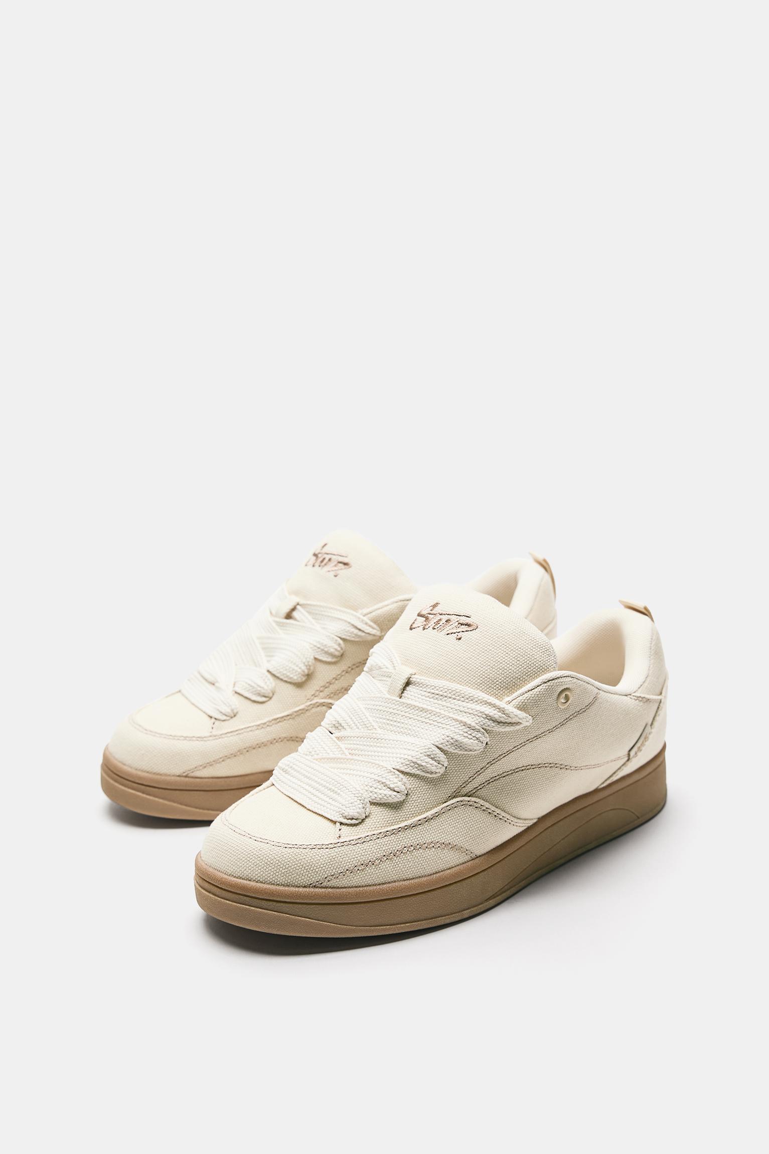 STWD skate trainers with stitching — Ecru