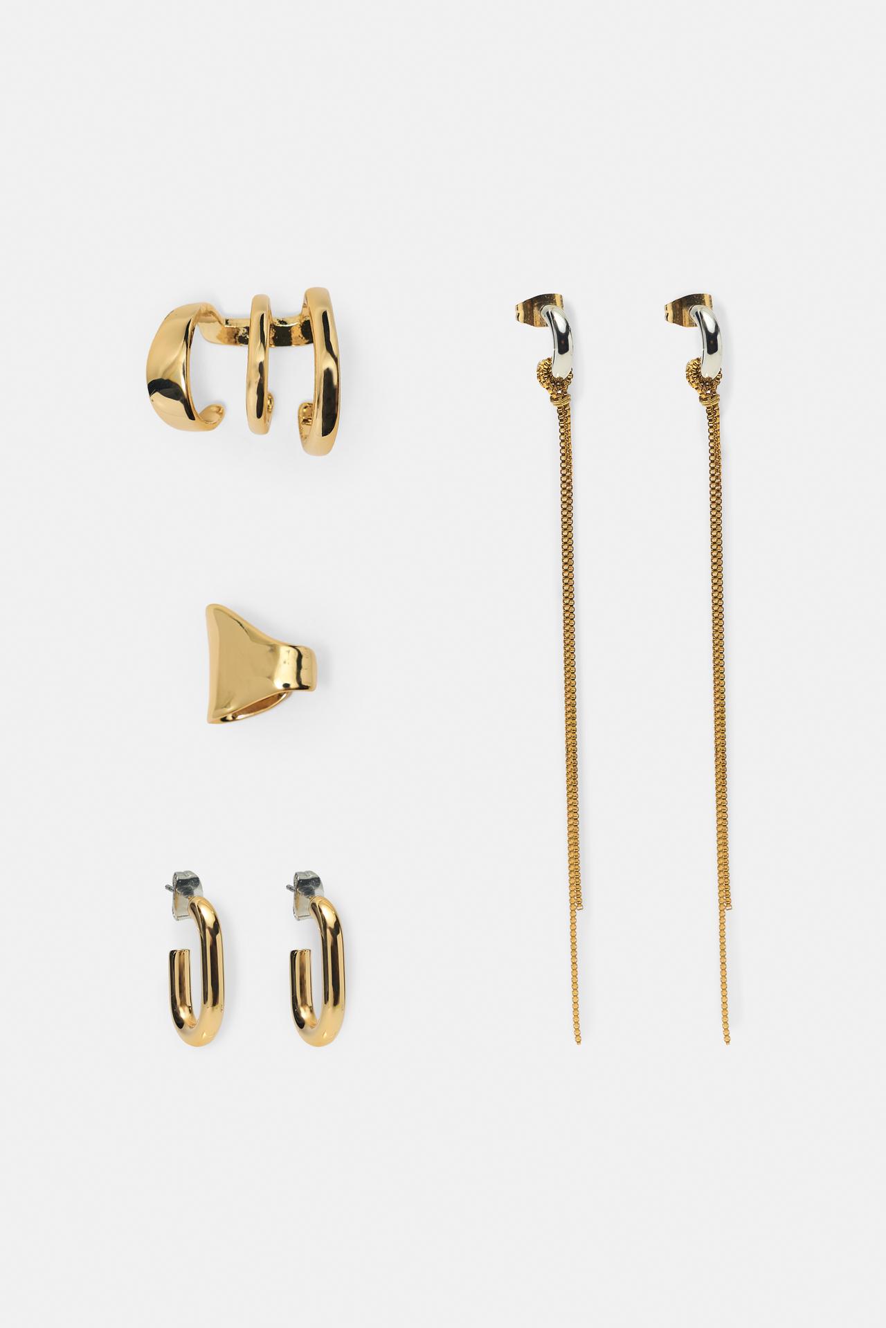 Pack of 6 chain ear cuff earrings — Gold