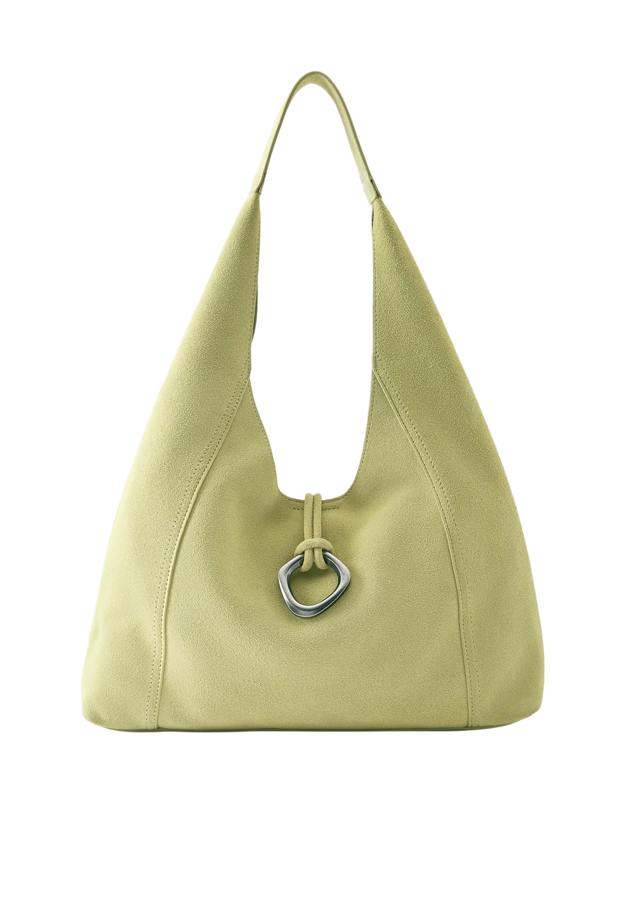 Leather ring shopper bag — Green