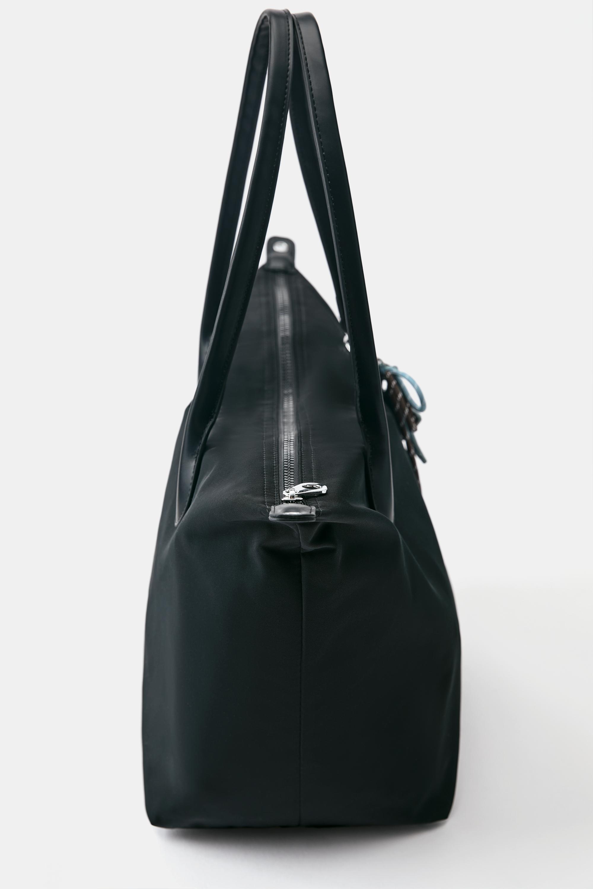 Embellished nylon tote bag — Black